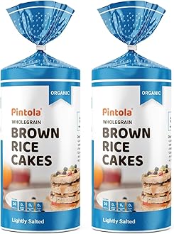 PINTOLA Organic Brown Rice Cake - All Natural (Lightly salted, Pack of 2) (130 g x 2), Gluten-Free Snack, Made with 9 Wholegrains, Soy and Yeast-Free, Taste Best With Peanut Butter, Low Fat, 30 calorie per cake