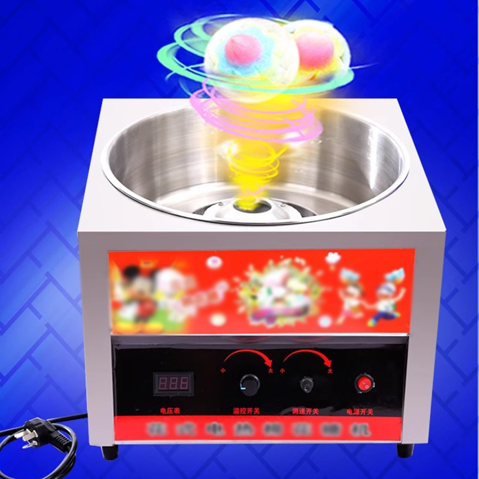 máquina de algodón de azúcar Máquina eléctrica Comercial automática de algodón for Hacer Dulces, máquina Hilo azúcar Acero Inoxidable, 1000W