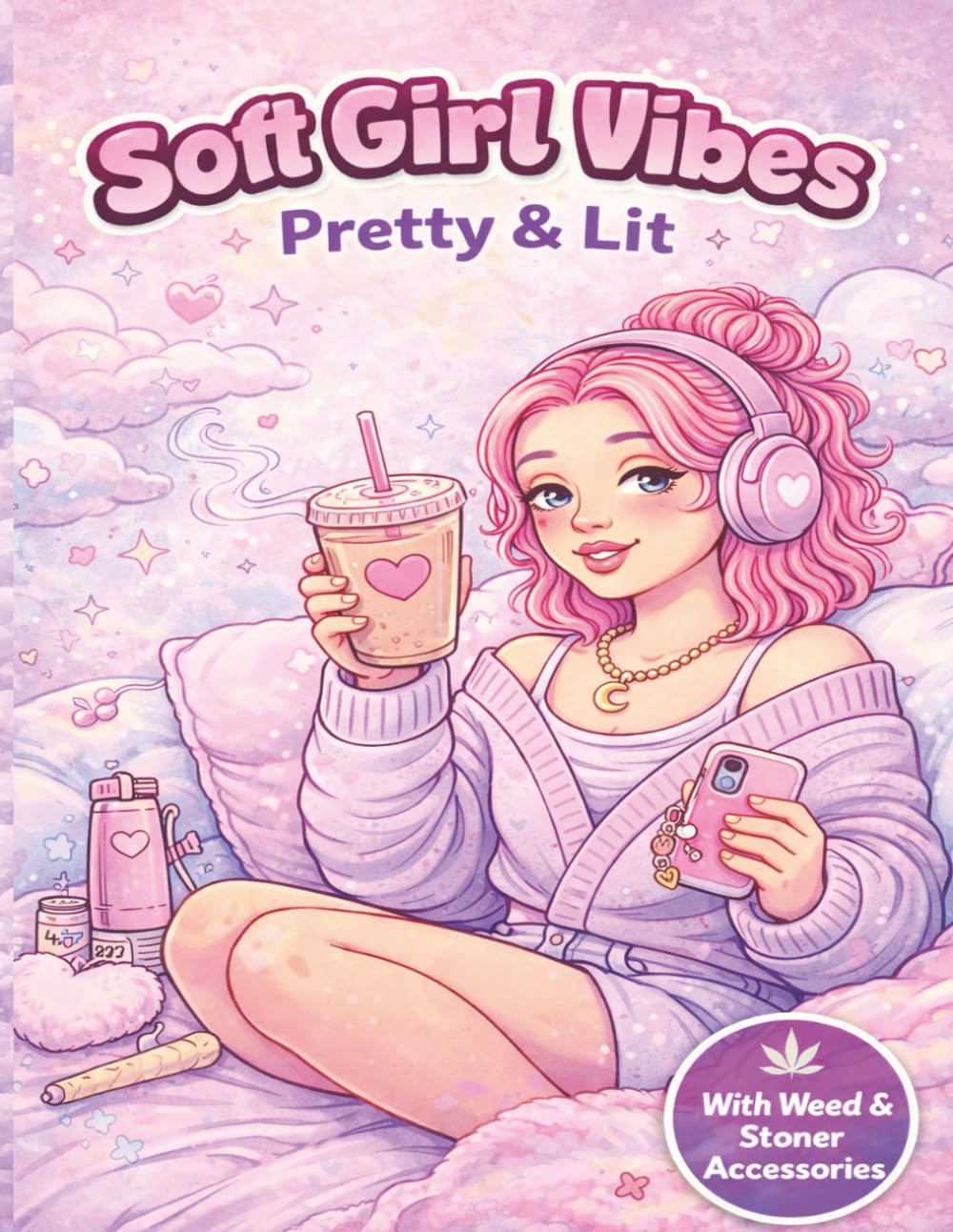 Soft Girl Vibes: Pretty & Lit: A Cute Stoner Accessories Coloring Book (Soft Girl Vibes Collection)