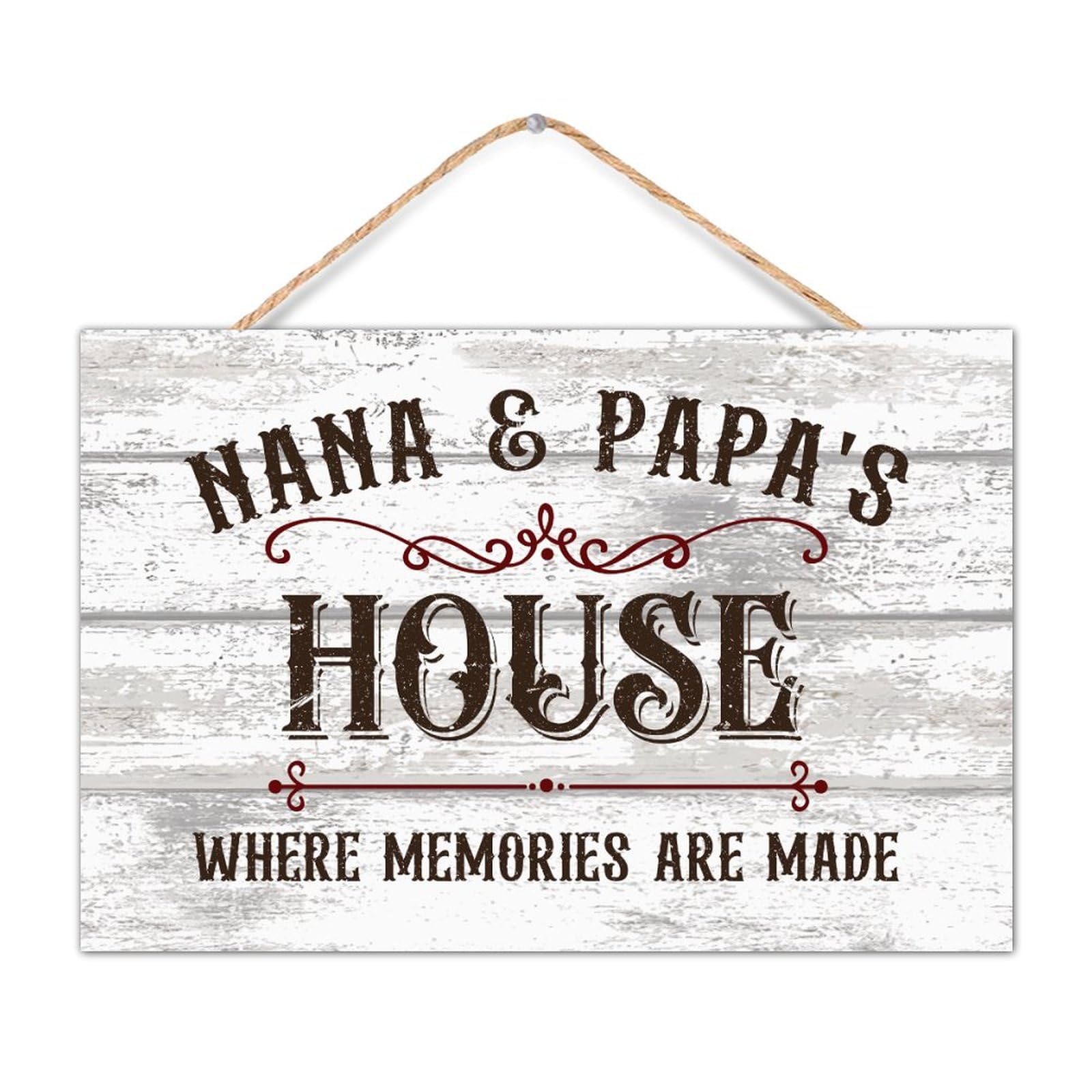 Personalized Wooden Plaque Sign NANA & PAPA'S House Where Memories Are Made Table Decor for Cottage Custom Established Wood Sign Bathroom Wall Decor Sign Gift Nursery 12x8in