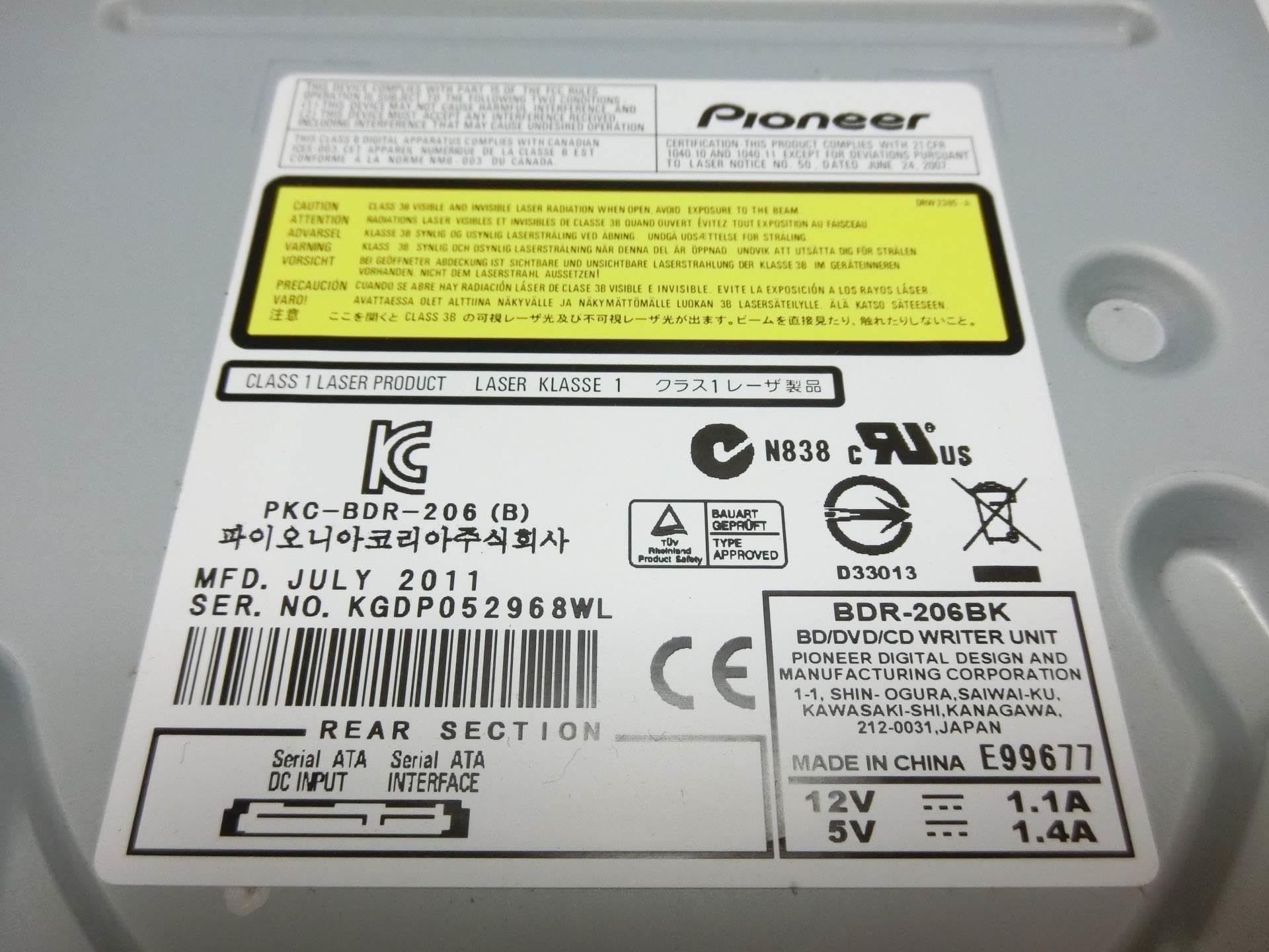 パイオニア RoHS準拠S-ATA内蔵BD/DVDライター ブラック ソフト無し バルク品 BDR-206BK Pioneer パイオニア RoHS準拠S-ATA内蔵BD/DVDライター ブラック