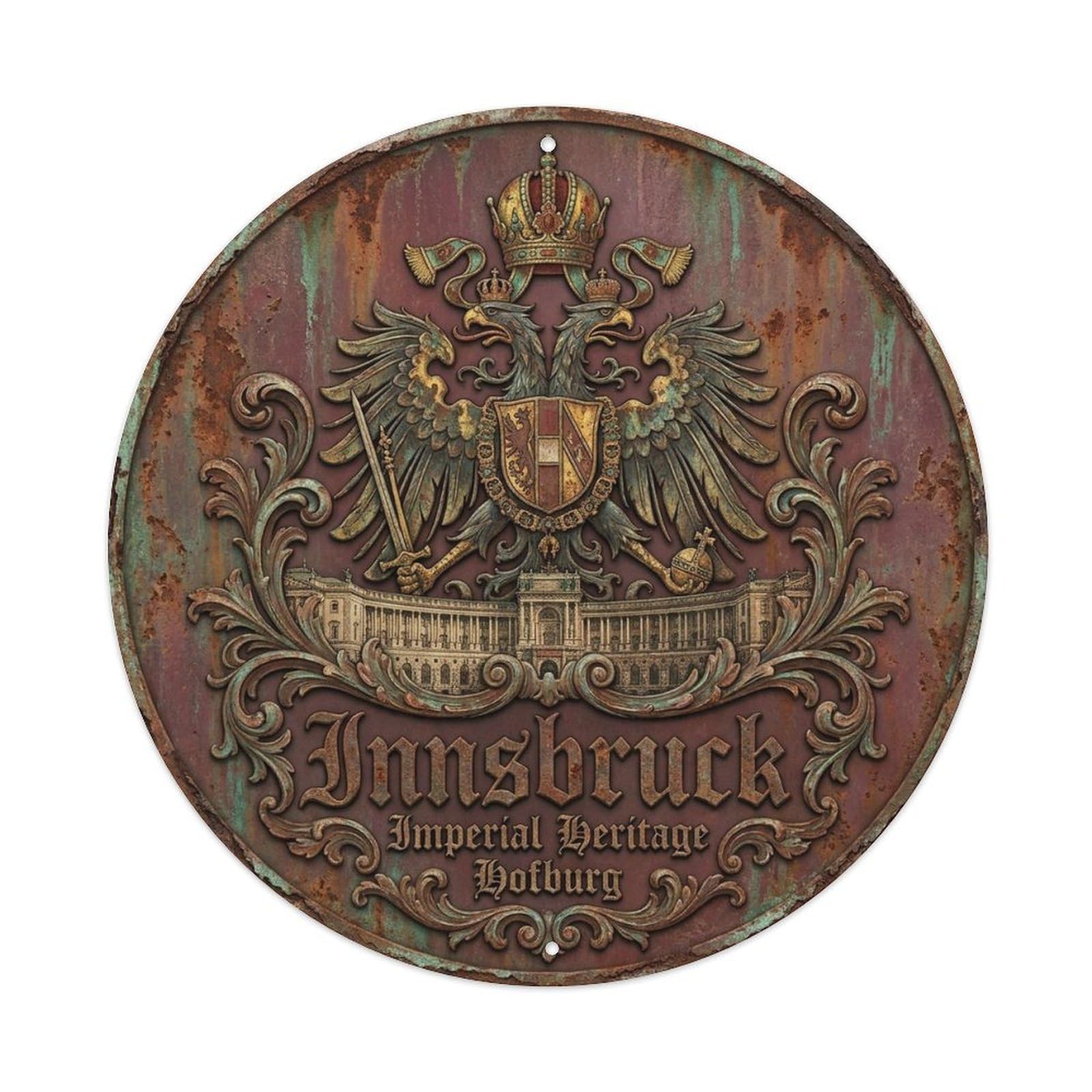Olyhtr 8X8inch Classic Style Innsbruck Tyrol Mountain City Retro Destination Metal Tin Sign