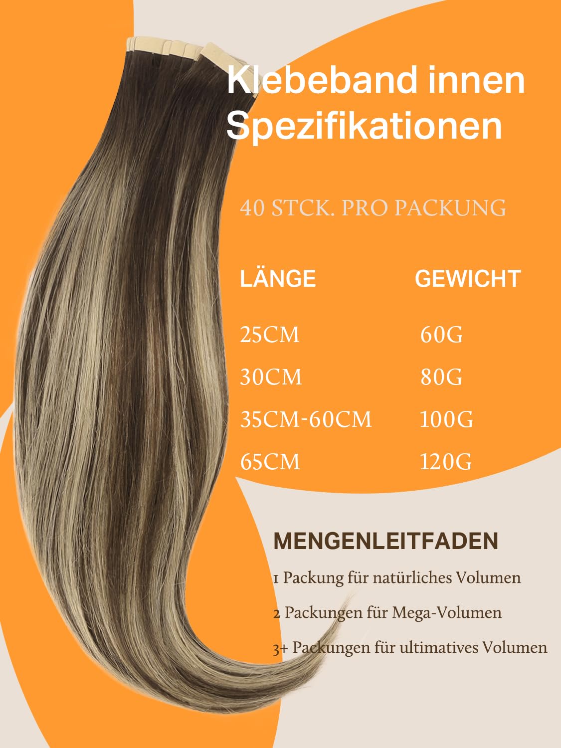 DOORES Tape Extensions Echthaar Echtes Remy Voll Tape In Extension #4/26/4