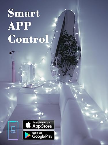 Miniatura 3 de Brizled Luces de Navidad inteligentes, 66 pies, 200 luces LED de color blanco cálido y blanco frío que cambian de color, luces de hadas con control