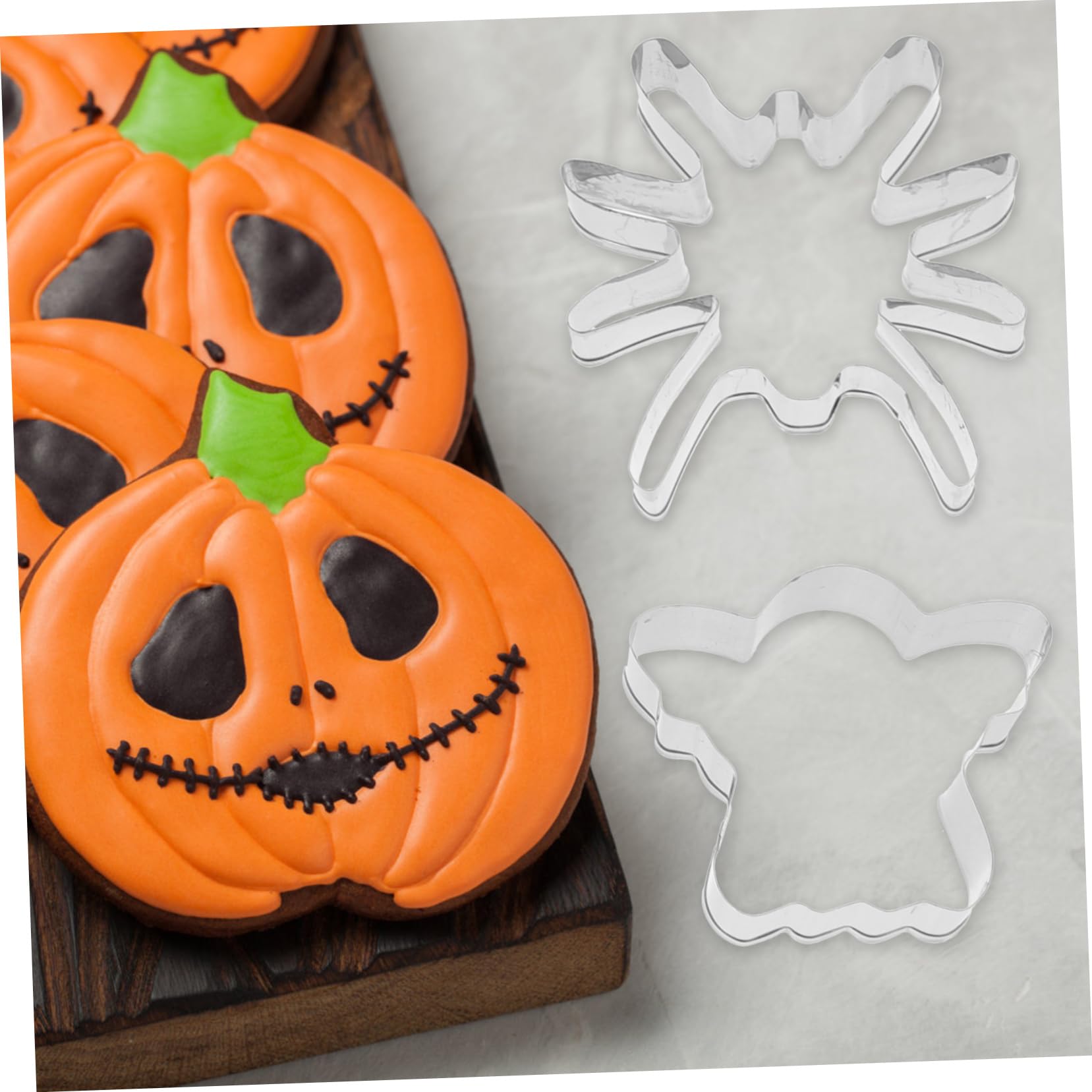 MAGICLULU 5 Sätze Backform Keksdekorationsvorräte Urlaub Halloween Dekoration Halloween-dekoration Schneidematte Keksform Entzückender Keksausstecher Edelstahl 430 Silver 12 Stück * 5