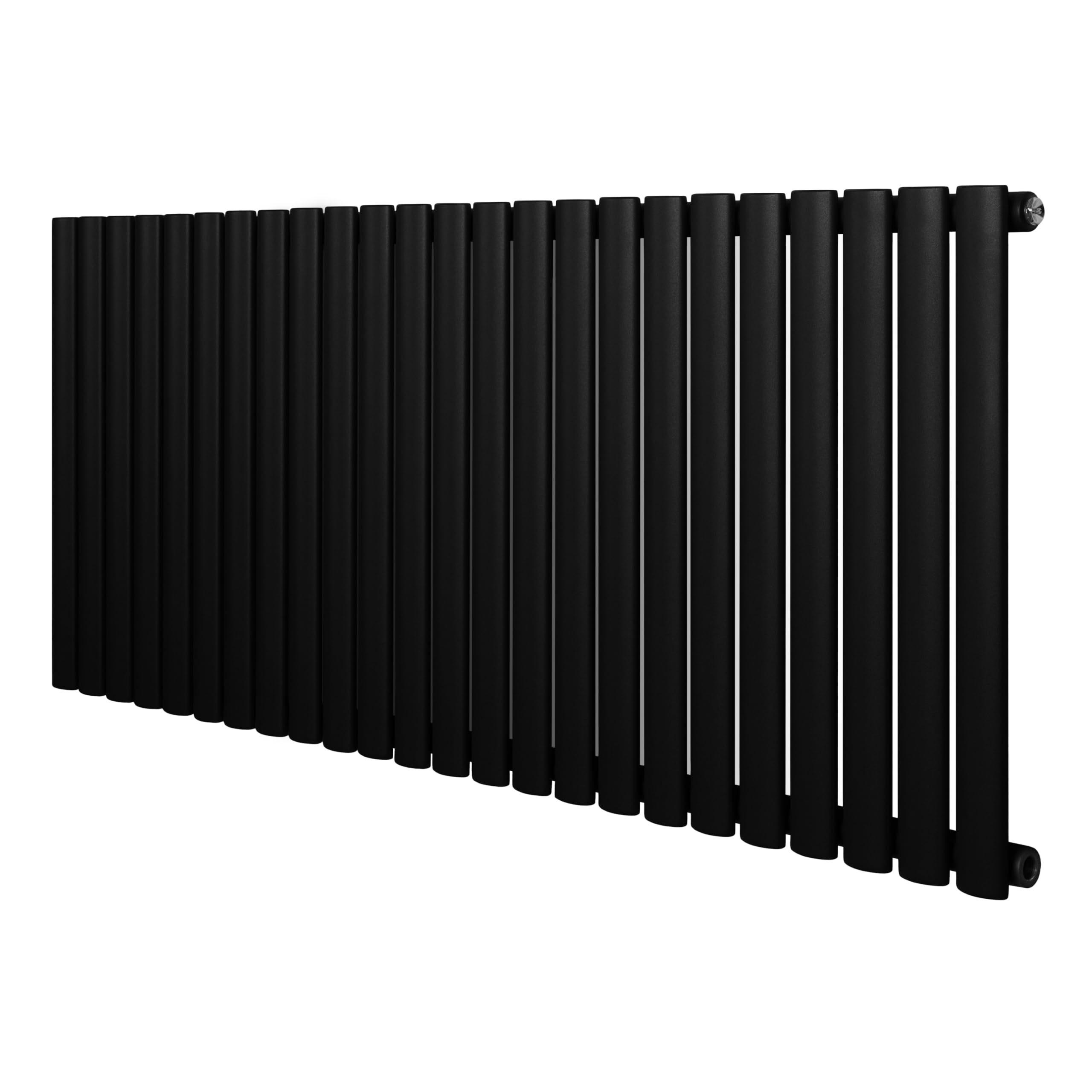 Oval Single Column Radiator 600 x 1440mm Modern Designer Single Panel Central Heating Heater Matt Black Carbon Steel Horizontal Kitchen Living Room FREE Cleaning Brush Fixing Kit & Brackets