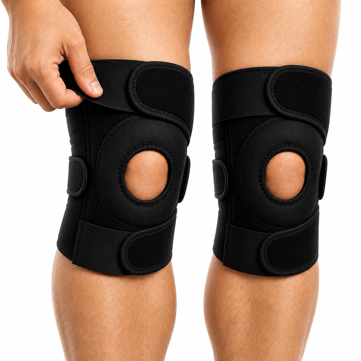 ANTIL'S Knee Brace for Knee Pain Relief (Pack of 2) | Adjustable Compression Knee Support for Men & Women | Patella Stabilizer Knee Cap for Gym, Running, Arthritis, Sports & Injury Recovery | Black-image-44
