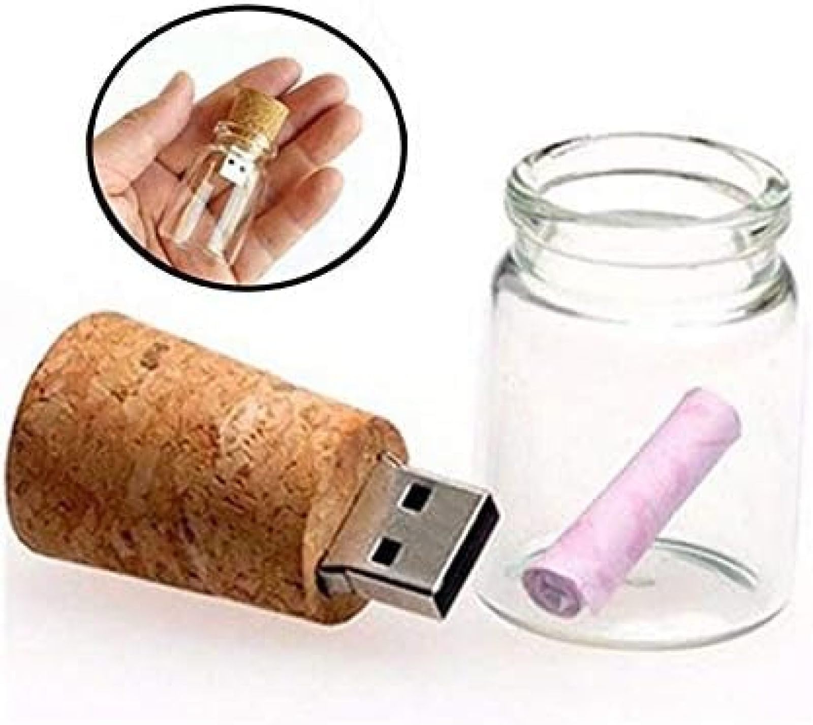 Chiavetta USB da 8 GB Chiavetta USB con bottiglia carina Drift Jar Chiavetta USB in vetro trasparente Chiavetta USB per regalo, 64 GB