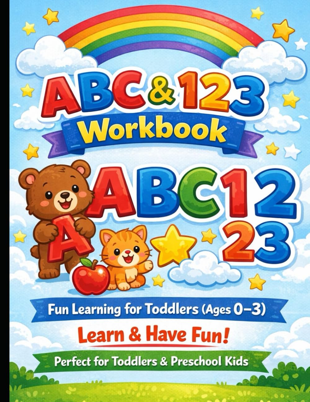 ABC 123 Learning Book for Kids Ages 0-3: Alphabet, Numbers Activity Workbook for Preschool and Kindergarten: A Fun Early Learning Workbook with Letters, Numbers for Toddlers