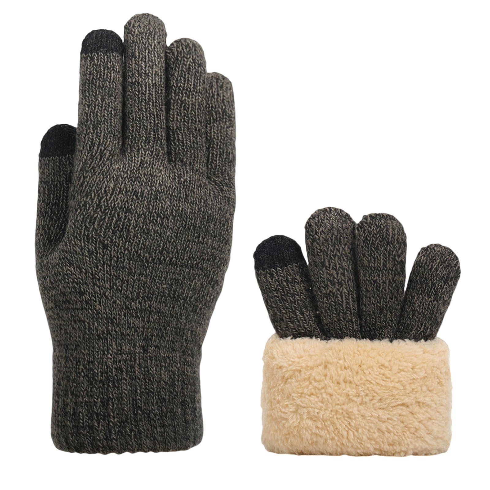 Guantes de punto táctiles de invierno para hombre y mujer en color negro gris