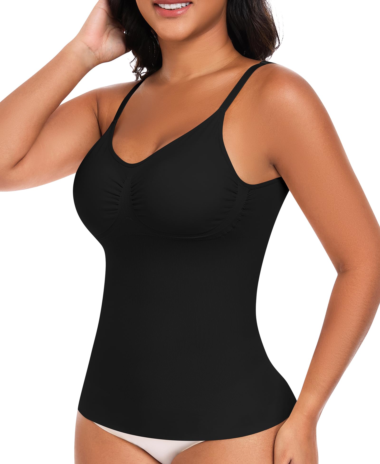 YARRCO Hauts sculptants Femme Débardeur Gainant Ventre Plat Gaine Amincissante Tanks Top Compression Sans Manches Sans Couture Maillot de corps Top avec Soutien-Gorge avec Bretelles Ajustables