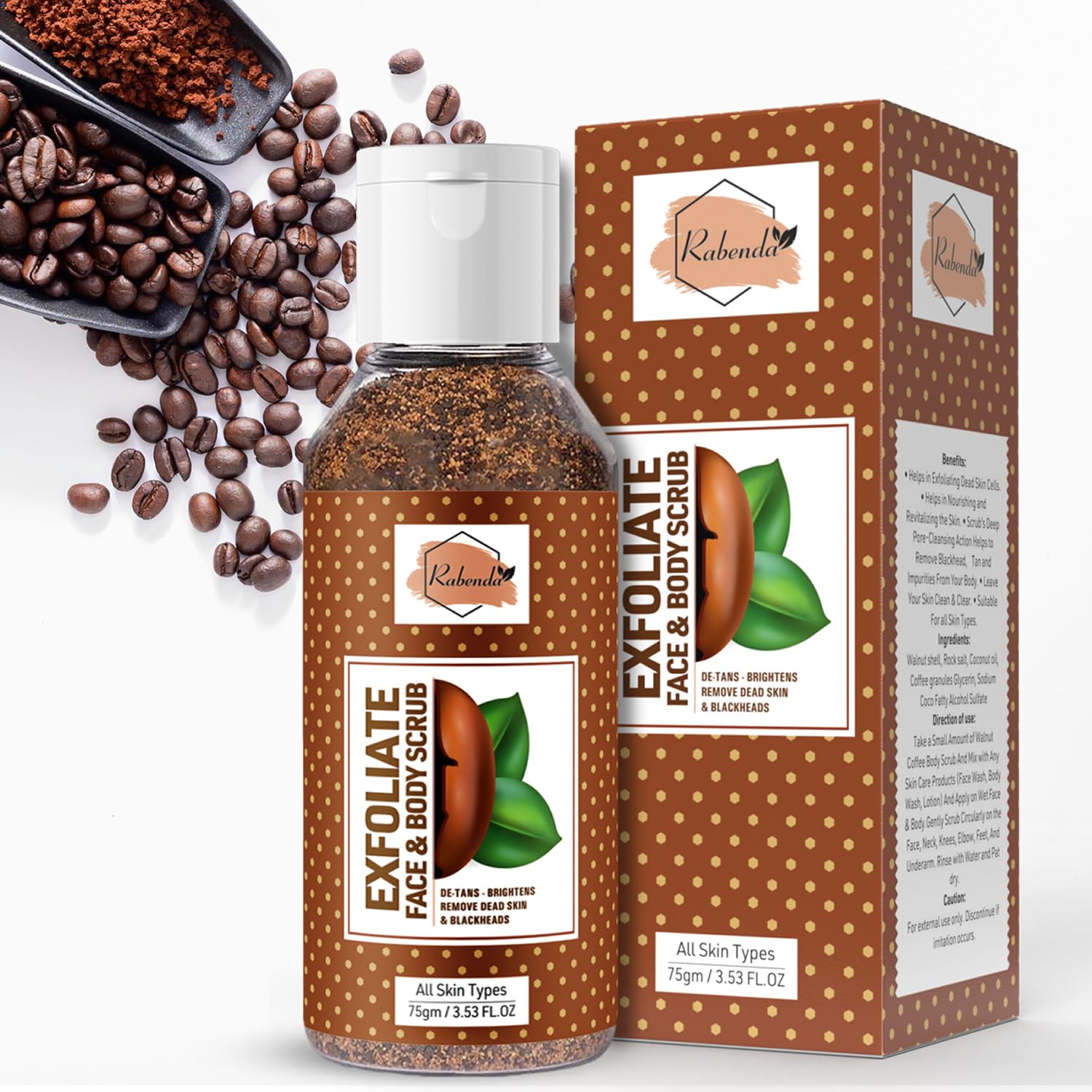 Exfoliate Coffee Scrub for Face & Body, Blackhead Remover, De Tan Removal, Dirt Removal 75 g