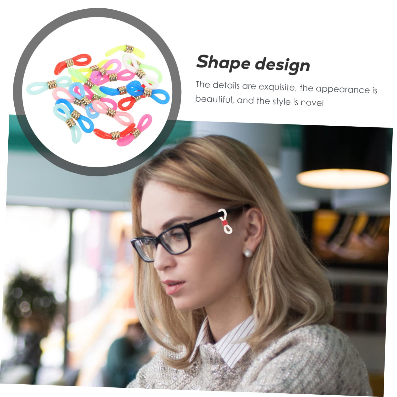 COLLBATH 60 Pièces Embouts de Chaînettes pour Lunettes en Silicone Antidérapants Connecteurs Réglables en Métal pour Support et Prévention de Perte D'accessoires Lunettes Couleur Aléatoire