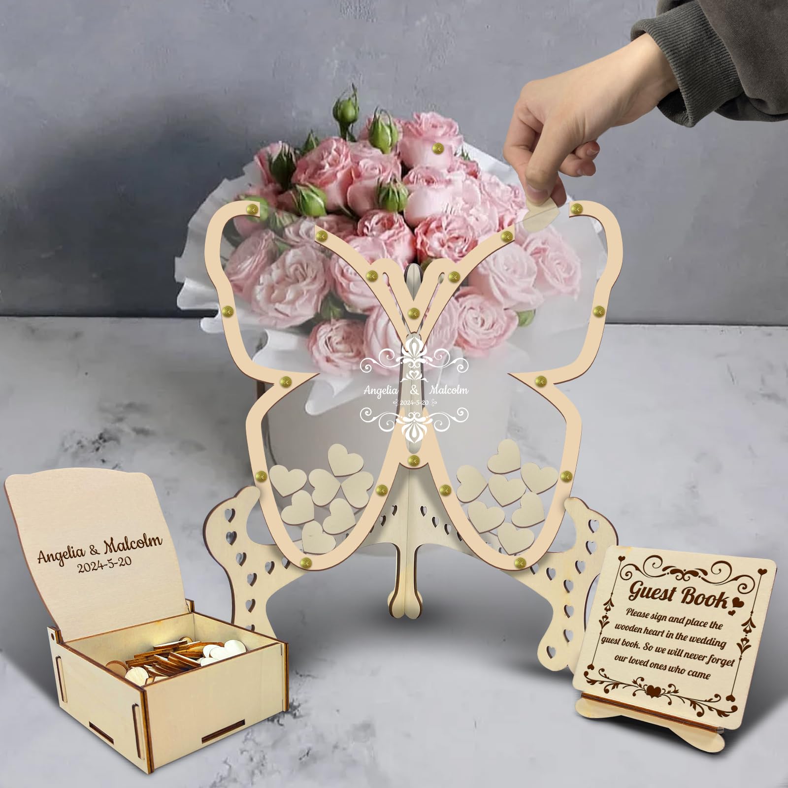 Libro Degli Ospiti Personalizzato Angry Egg Boy - Cornice Con Cuori Per Matrimonio E Eventi - Foto 5