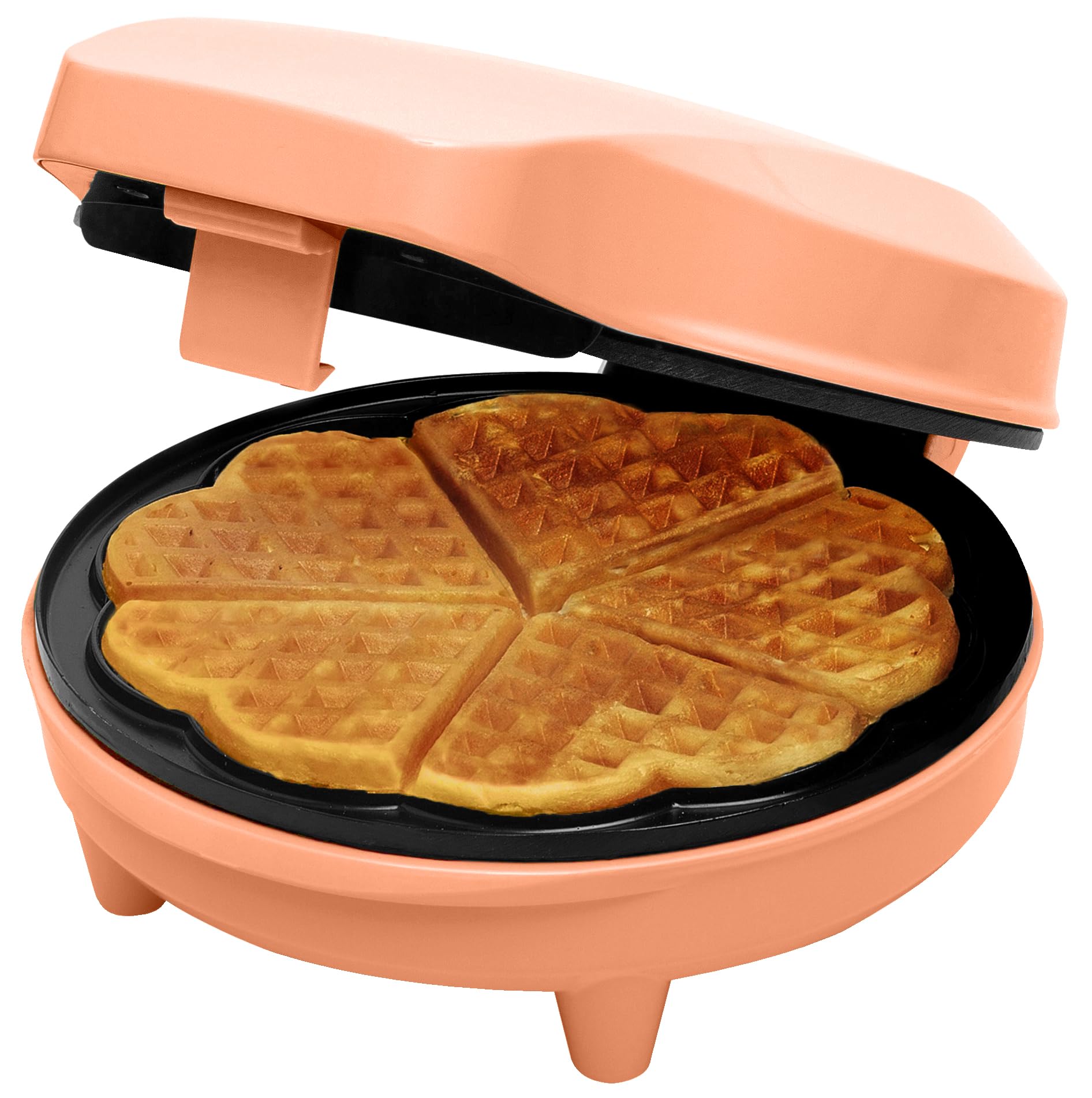 Bestron Waffeleisen für klassische Herzwaffeln, Herzwaffeleisen mit Antihaftberschichtung & Backampel, Waffelmaker aus der Sweet Dreams Kollektion, 700 Watt, Farbe: Orange