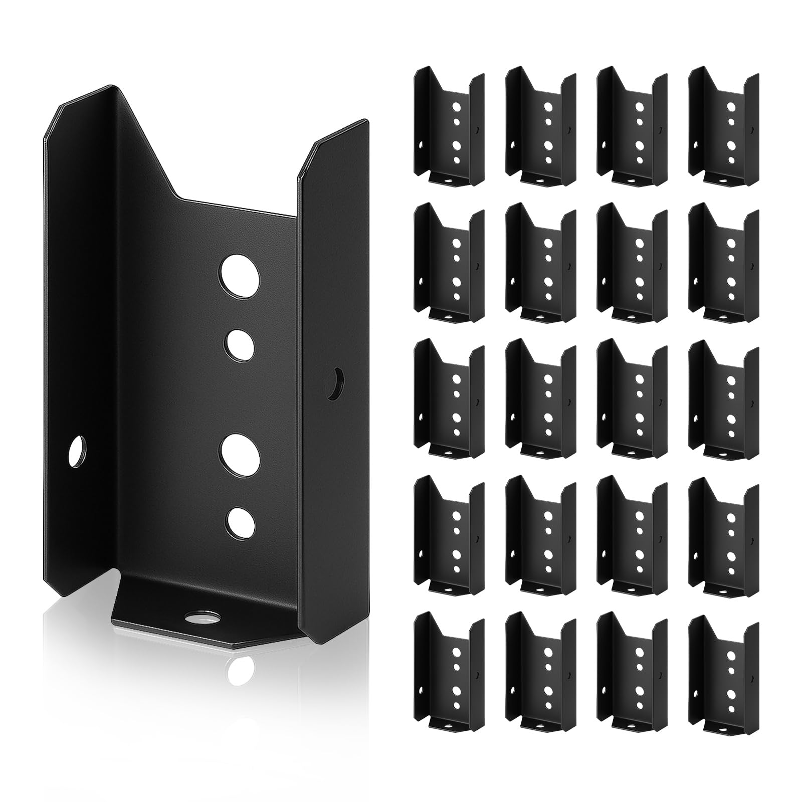 Jinzhenhong Black 45Pcs 2X4 Brackets, Strong-Tie Deck Railing Bracket, 2X4 Joist Hanger For Wood Rail, Stainless Steel Fence Hardware Thickness 1.2Mm(20 Gauge) Fence Bracket, Screws Not Included (Black)