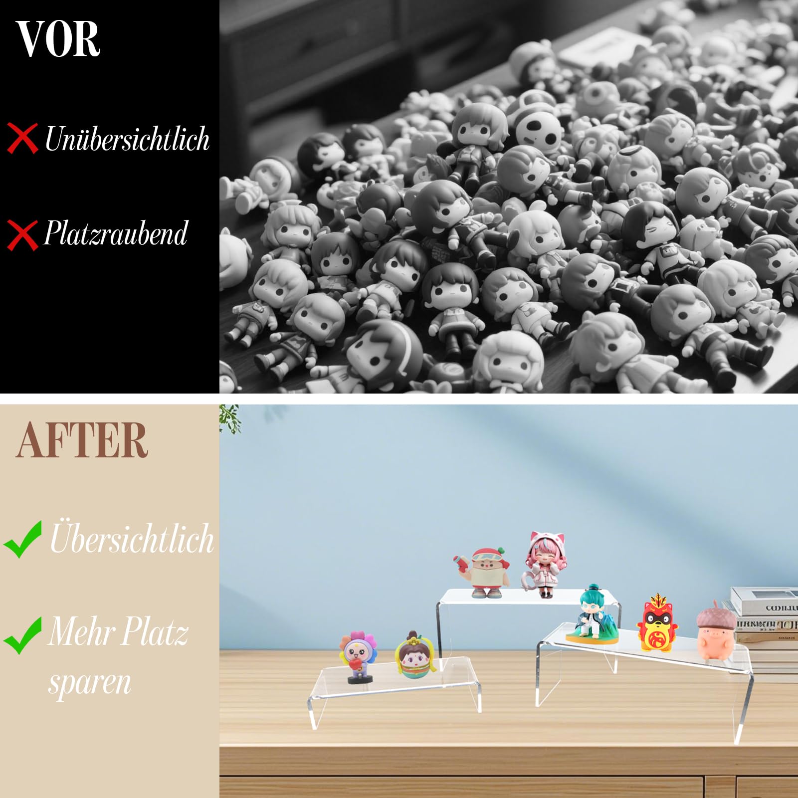 ZYNERY 10 Stück Acryl für Display, 5 Größen klar Riser Regal für Cupcakes, Pop Figuren, Kosmetik, Sammlerstücke Display, Schminktisch Organizer, Transparenter Ständer für Haus & Shop Display