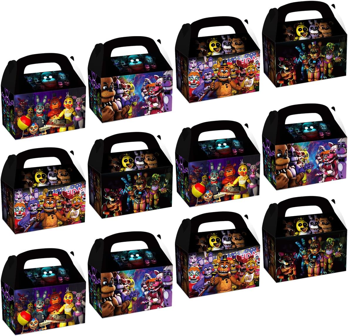 NF Orange 12pcs Party Candy Box For Five Nights at Freddy's, Theme Party Decorative Supplies，For Five Nights at Freddy's Birthday party Supplies