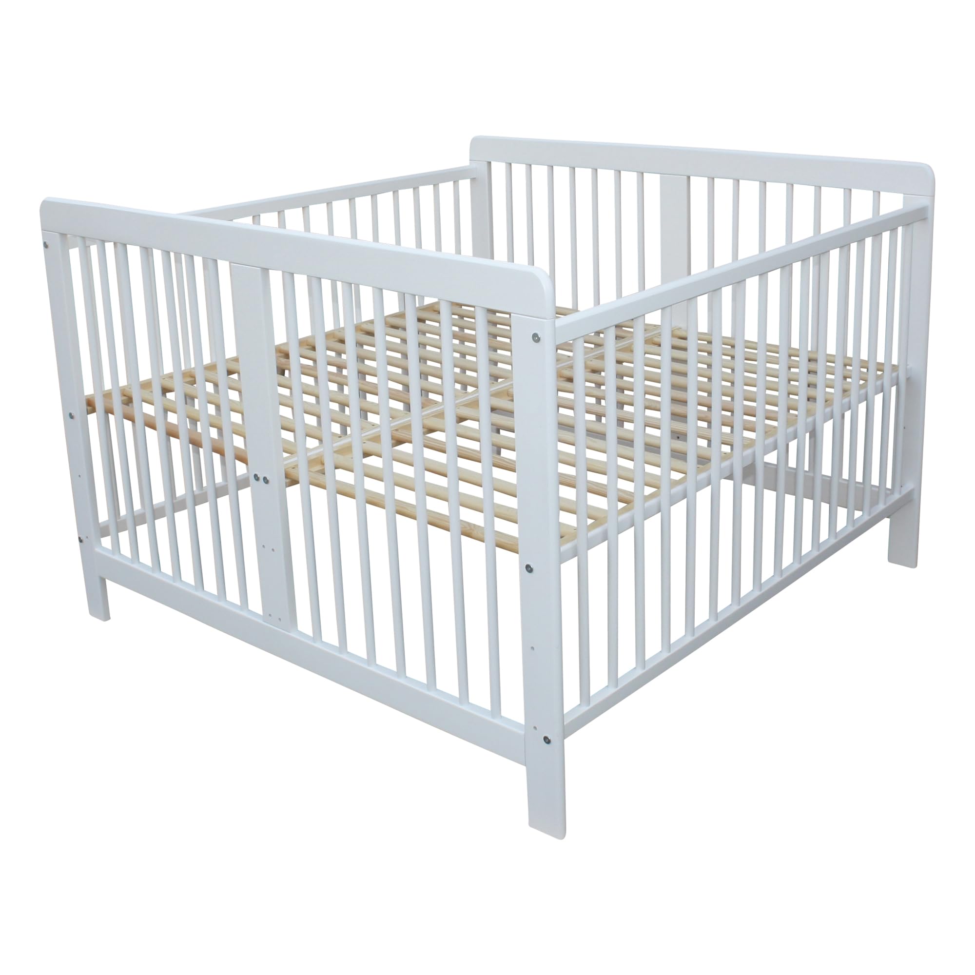 Zwillingsbett Zwillingskinderbett Kinderbett für Zwillinge Doppelbett massiv Weiss mit 2 Matratzen 120x120cm