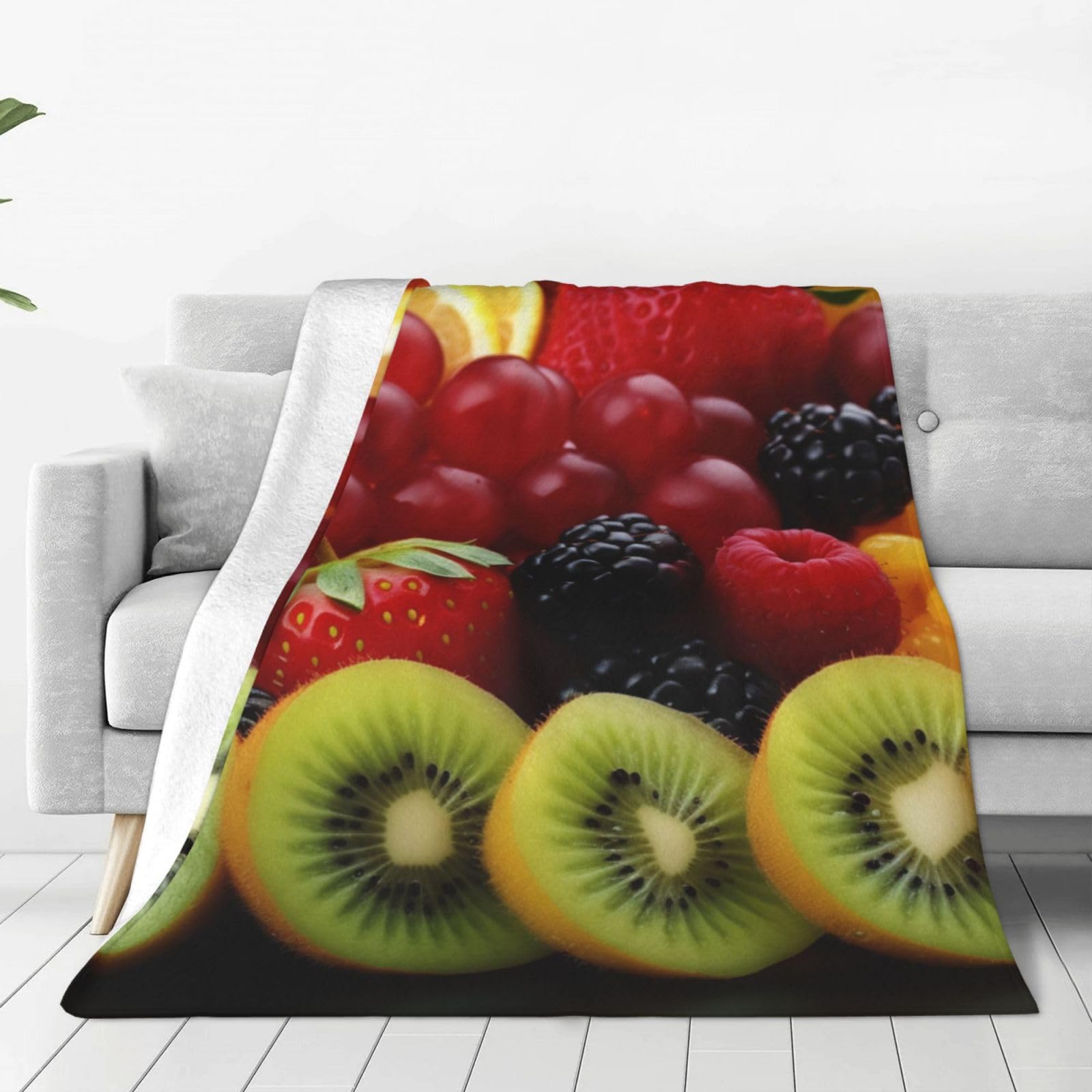 Couverture flanelle fruits pour décoration chambre à coucher