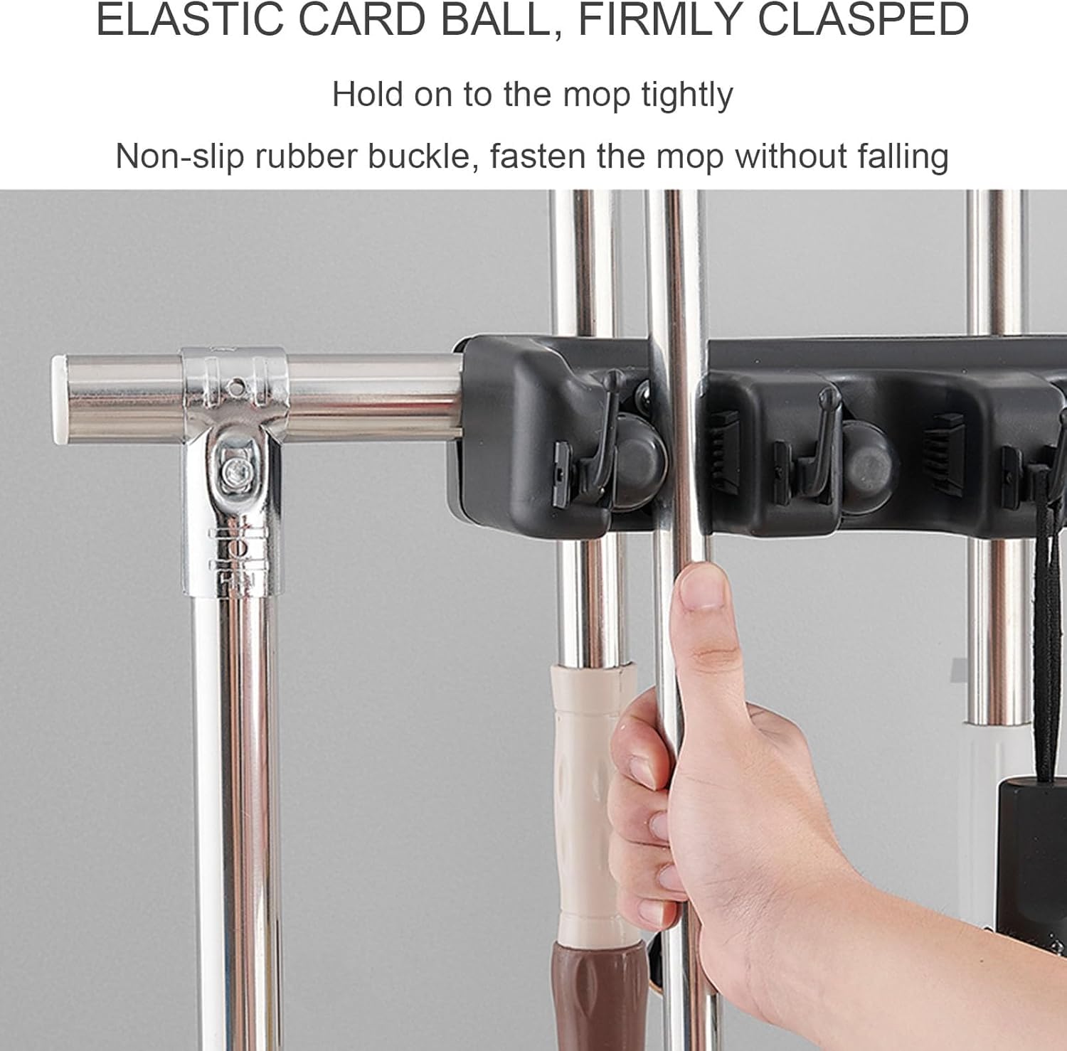 Soporte Metálico Resistente para Trapeador Y Escoba, Carrito De Limpieza Multifuncional para Limpieza Y Organizador De Herramientas para Jardín, Garaje, Escuela, 10 mop Clips + 12 Hooks