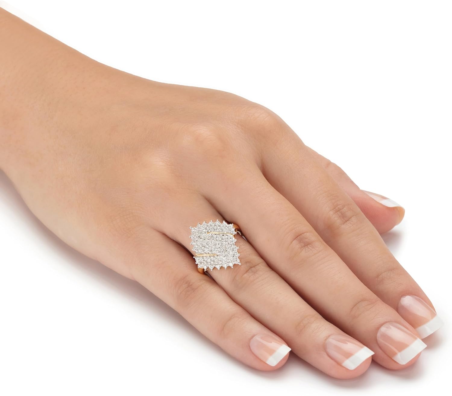 PalmBeach Yellow Gold-plated Sterling Silver Round Genuine Diamond Cluster Ring (1/4 cttw, I Color, I3 Clarity) Sizes 6-10