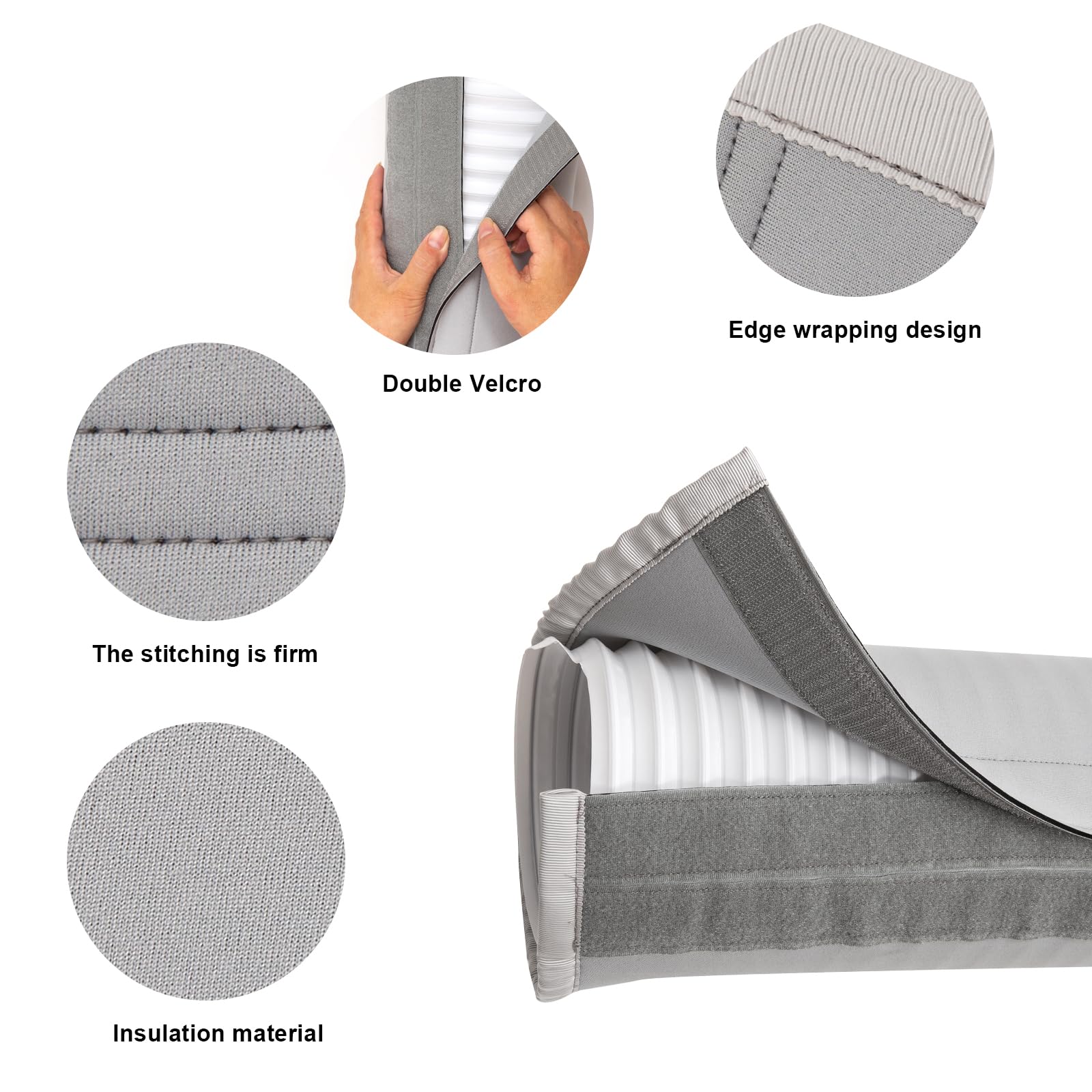 Meitianfacai Air Conditioner Hose Cover Wrap - AC Hose Duct Vent Cover Sleeve Insulated Cover For Portable AC For 5" & 5.9" Diameter Exhaust Hoses Tube,Black - View #10