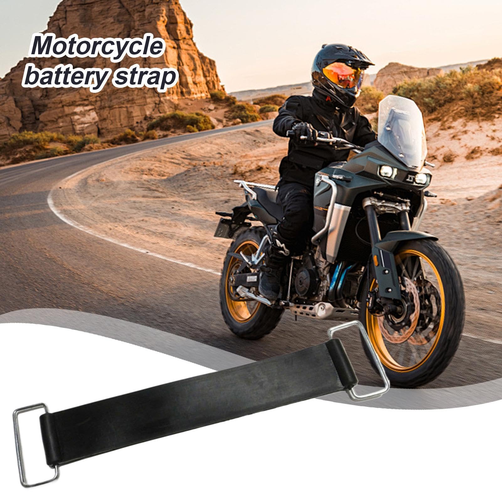 Cinghia di fissaggio per batteria della moto, cinturino in gomma resistente per un montaggio sicuro della batteria, cinghia fissa per batteria per moto, elastico, supporto per batteria, resistente