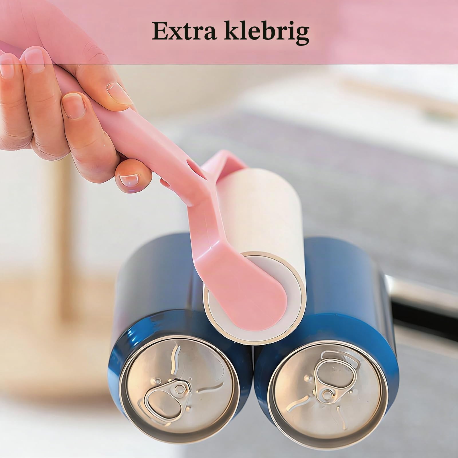Fusselrollen für Tierhaare, Extra Stick Fusselentferner mit Abdeckung, Hunde/Katze Haarentfernung, 4 Nachfüllungen + 1 Roller, insgesamt 220 Blatt