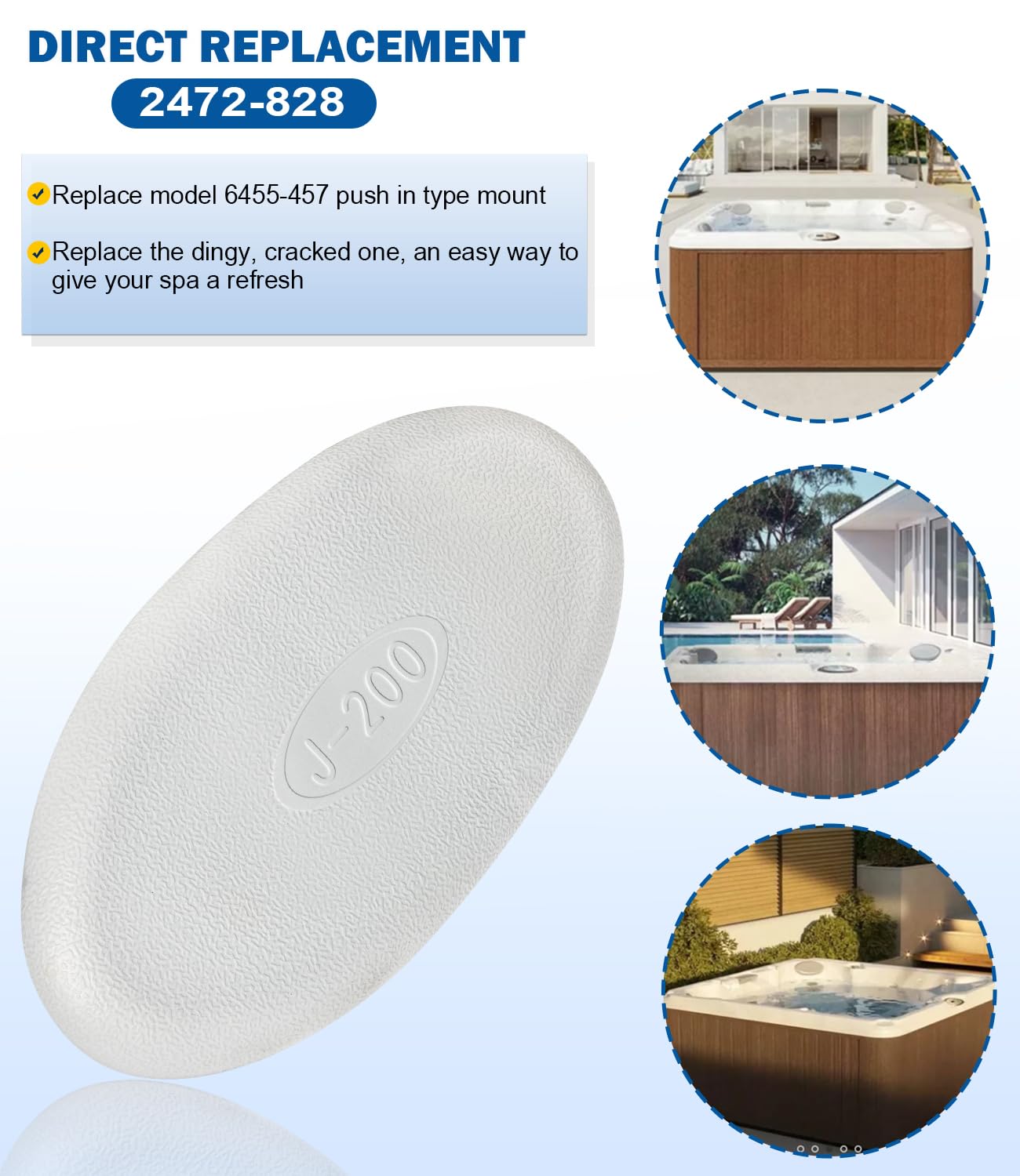 Bonbo 2er-Pack 2472-828 ovales graues Spa-Kissen für Whirlpool der J-200-Serie J-200, inklusive J-230 J-235 J-245 J-270 J-275 J-280