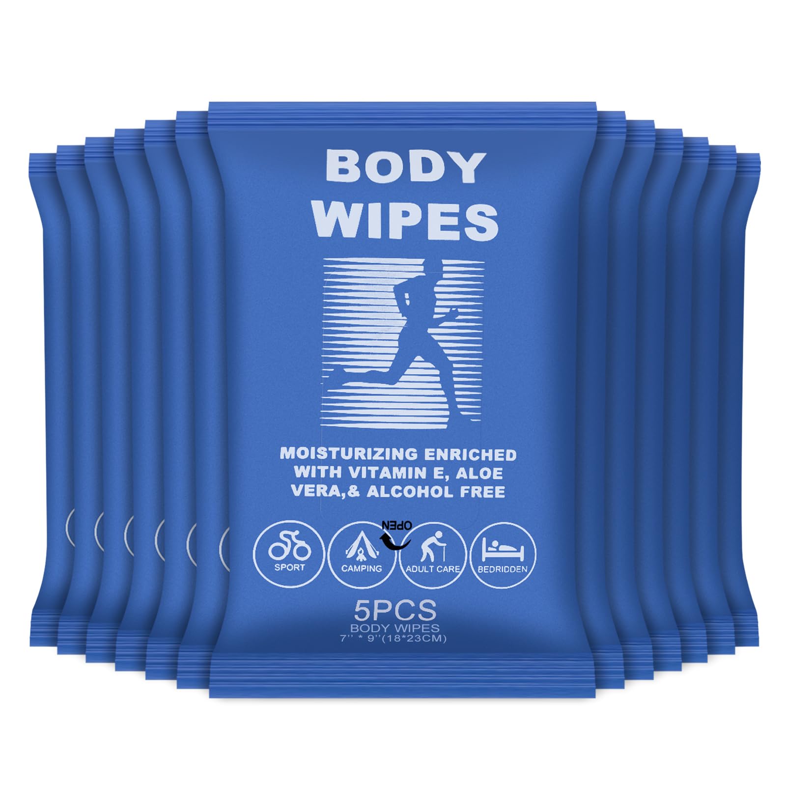 Body Wipes for Women and Men Individually Wrapped Face and Body Wipes, Bath Wipes for Adults No Rinse Personal Cleansing Wipes Travel, Bulk Deodorant