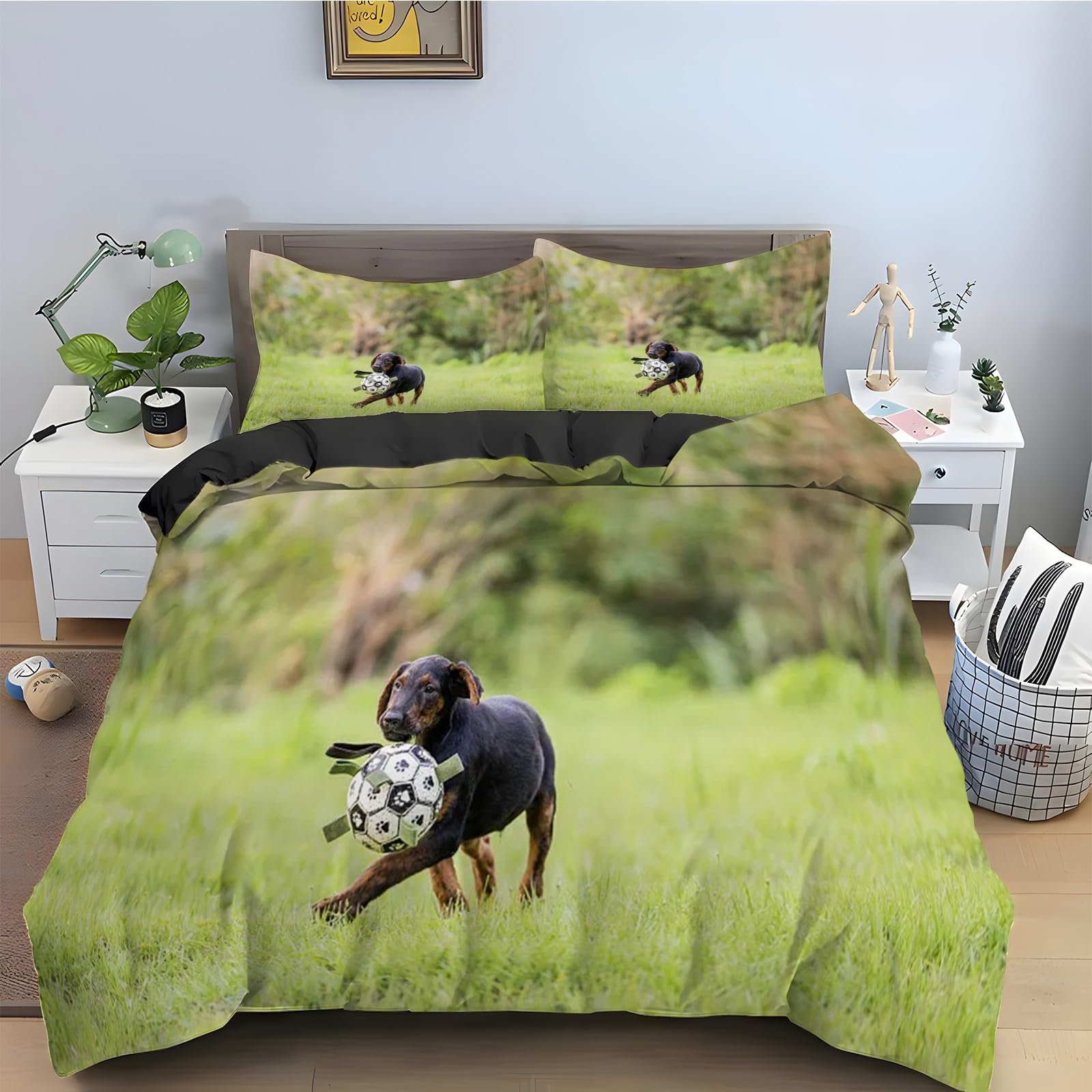 Housse de Couette 200x200 en Microfibre Douce Parure de Lit 3 Pièces Motif Animal kz1930
