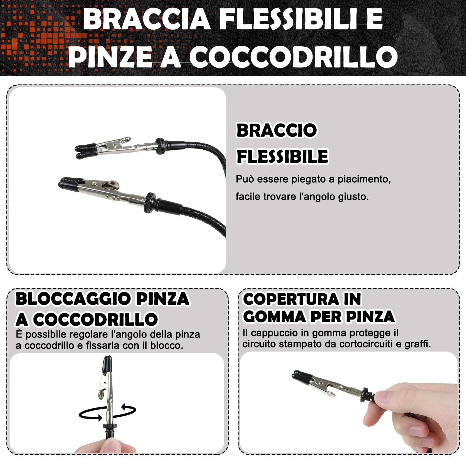 Terza mano per saldatura, modellismo, accessori tonhui, strumento di supporto per circuiti stampati, quattro bracci, helping mani, fai da te, hobby, officina, helping station, piccolo