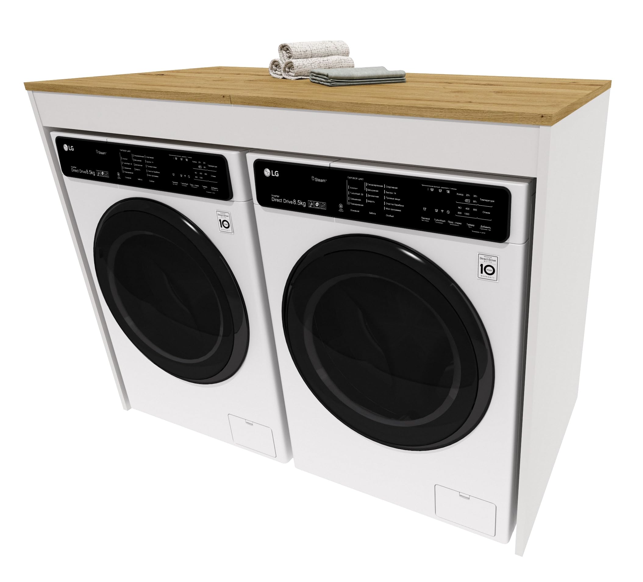 Waschmaschinenumbau | Moderner Badschrank für Waschmaschine & Trockner | Platzsparender Schrank für Badezimmer & Hauswirtschaftsraum | Eiche Artisan/Weiß