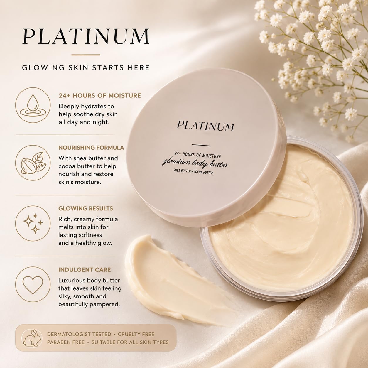 Amazon.com : Platinum Body Butter | 6.5 Oz : Beauty & Personal Care