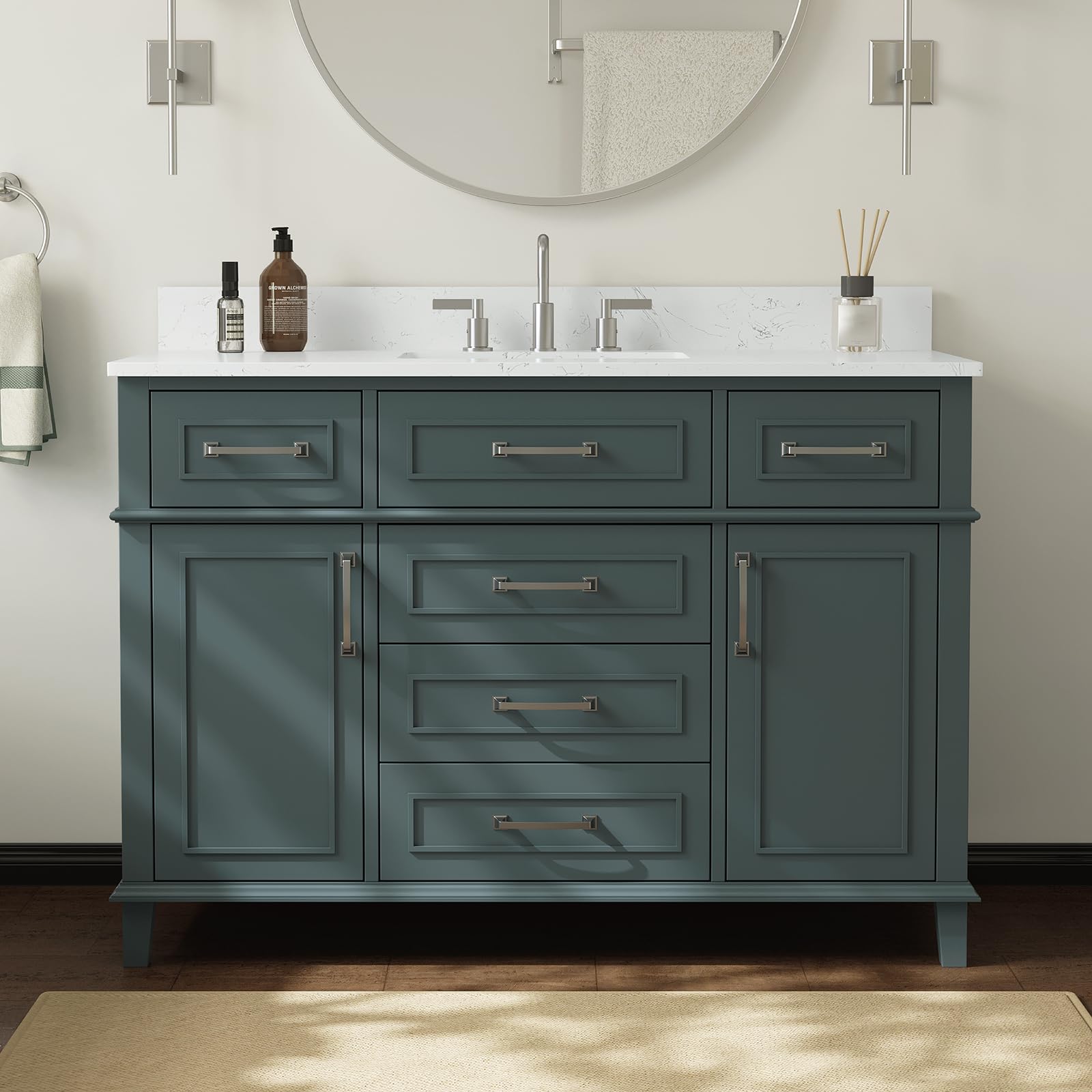 DELUXE LIVING 48-inch Green Bathroom Vanity