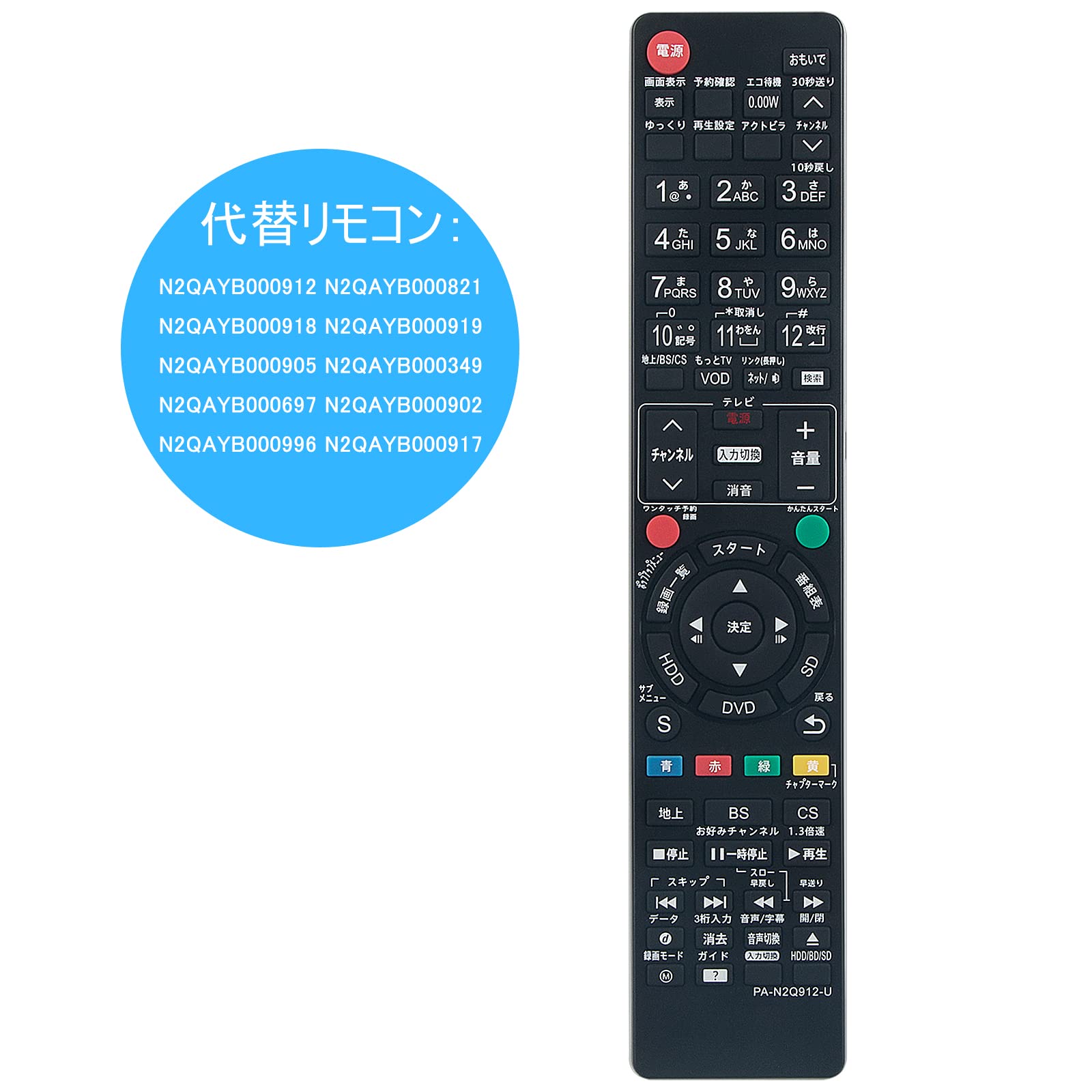 迅速発送　新品　パナソニック　互換N2QAYB000783　000821 Amazon | PerFascin 代用リモコン N2QBYA000043 N2QAYB001110