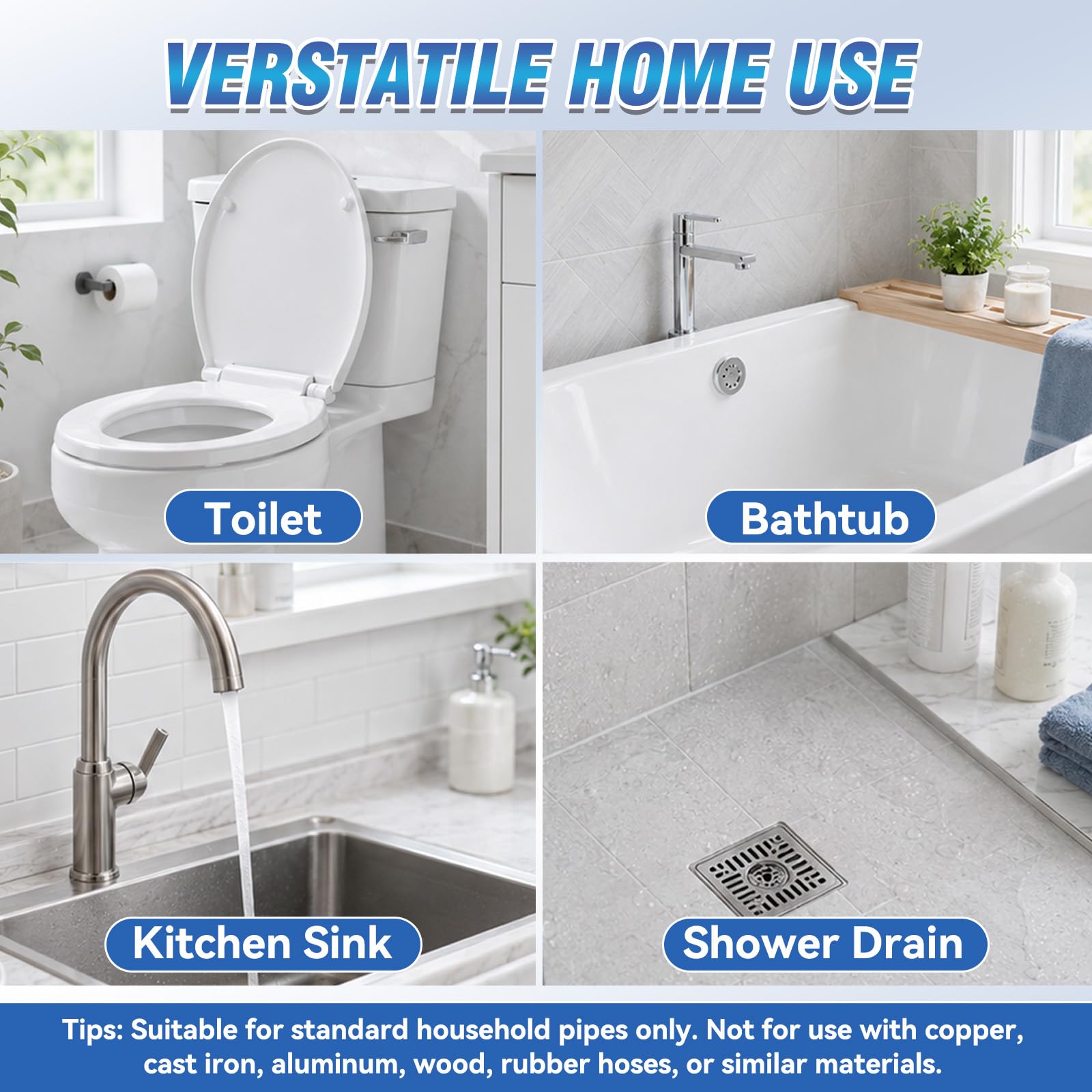 Pastiglie Cattivi Odori Scarichi, 50 Compresse Pulizia Scarichi e Lavandino Eliminano Cattivi Odori, Deodorante Scari-chi ad Azione Rapida per Cucina, Bagno e WC, Scorta per 1 Anno