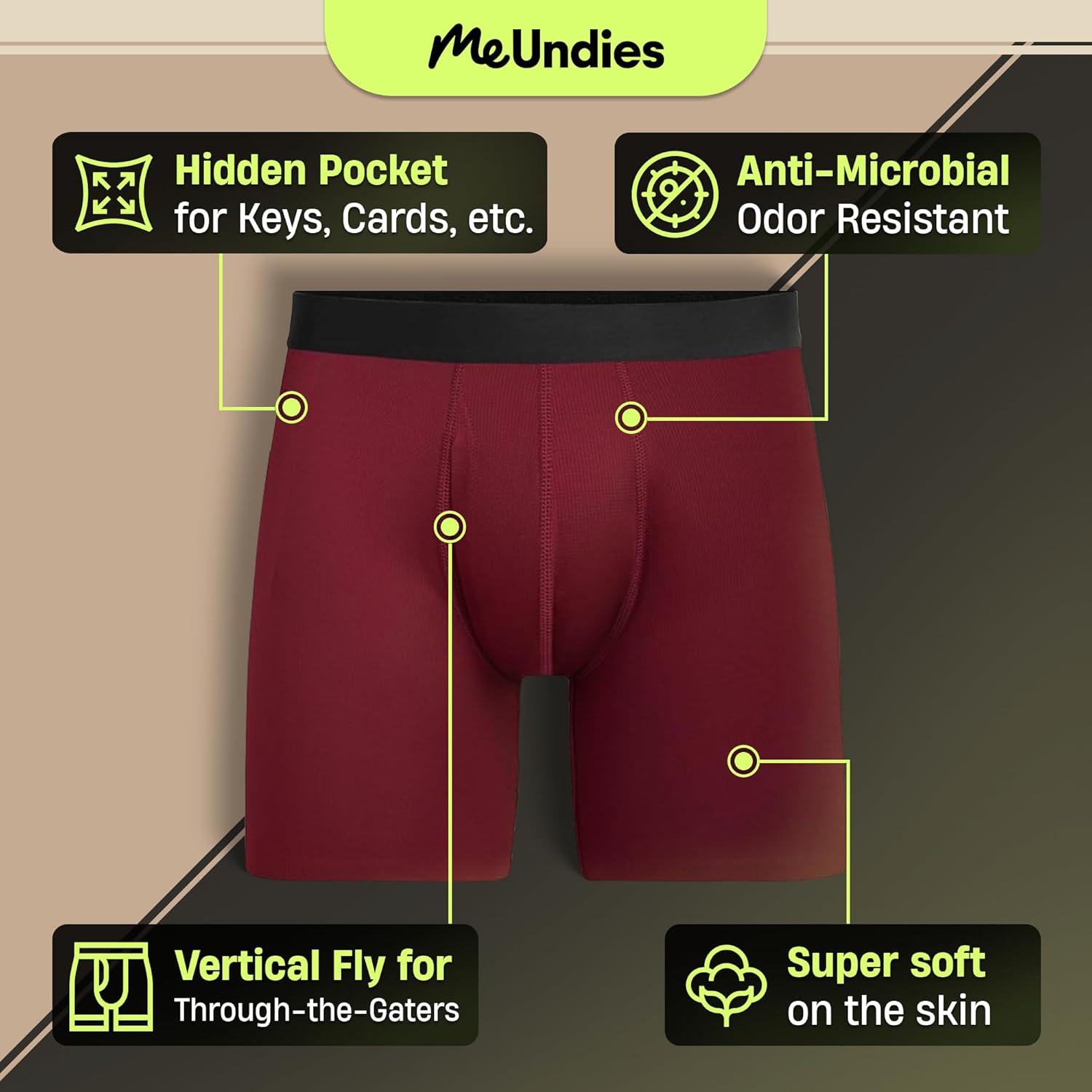 MeUndies – Men’s Breathe Moisture Wicking, Anti Odor, Quick Dry Active Boxer Brief w/Fly – Men’s Underwear - Image 2