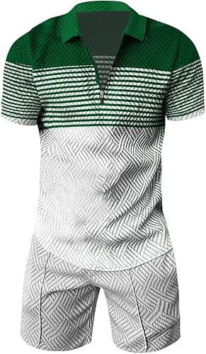 Miniatura 3 de Conjunto corto para hombre, 2 piezas, camiseta de manga corta y pantalones cortos, conjunto deportivo elegante y casual