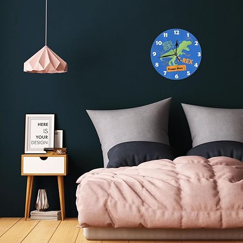 Vista 97 de Reloj de pared personalizado con diseño de unicornio y rosa con purpurina para habitación de los niños, reloj de pared personalizado con nombre