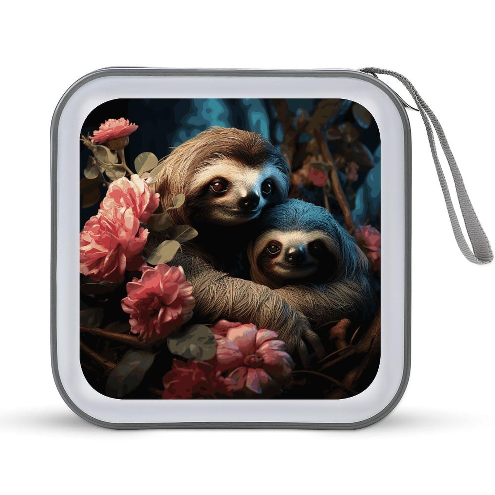 VstaDank A Sloth And A Baby Sloth CD Case with Hand Strap Lightweight DVD Wallet Holder 40 Capacity CD/DVD Case Wallet Protective CD Wallet CD/DVD Portable Storage Binder for Car Home Office