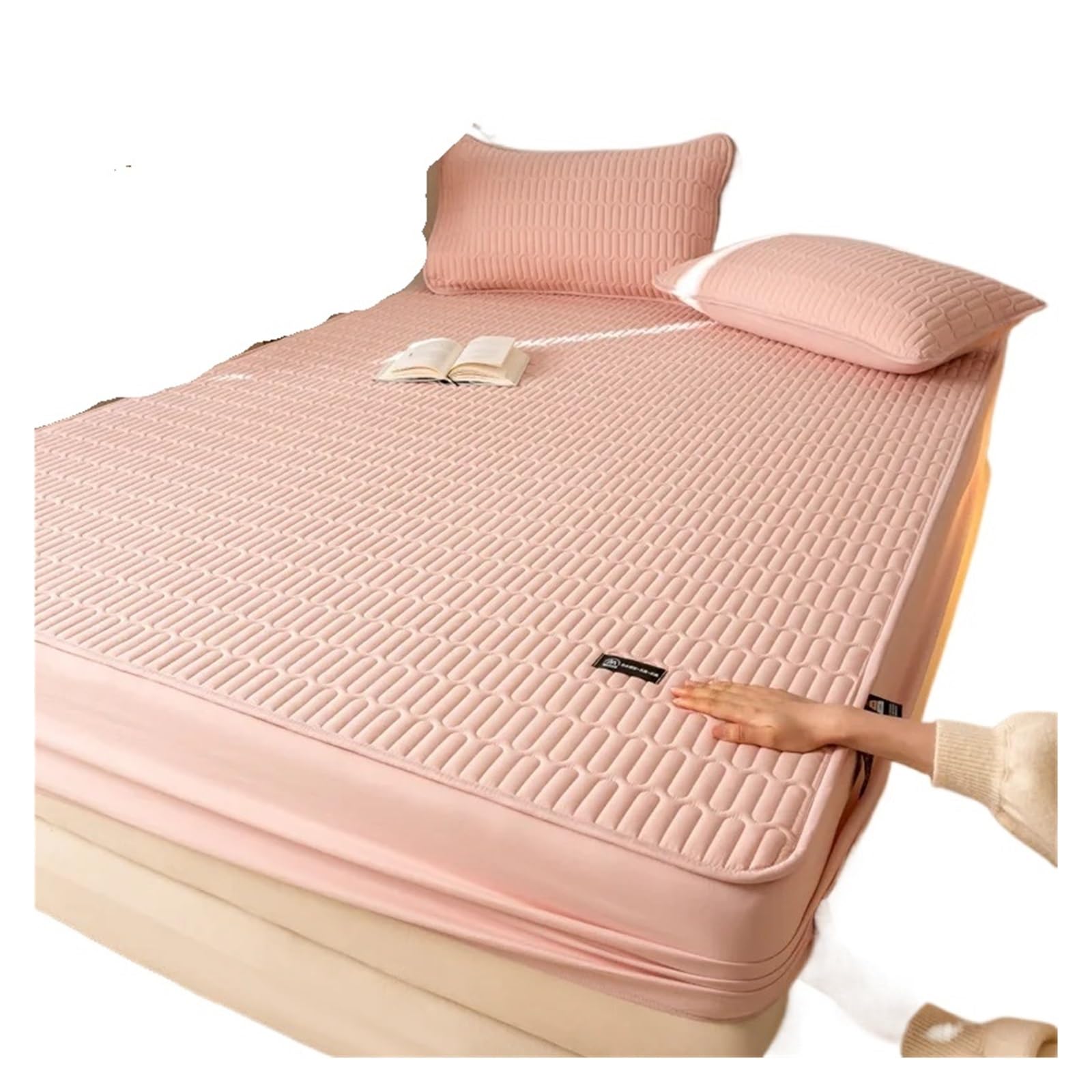 Funda de colchón Impermeable Fibra algodón, sábana Bajera Ajustable, Protector Individual, Doble, Queen y King (150/160/200) para Cama(Color3,160x200cm)