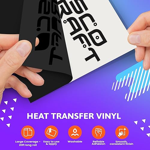 Miniatura 3 de Frisco Craft Rollos de vinilo HTV  Rollos de vinilo de transferencia de calor para impresiones personalizadas  Rollo HTV mate de 12 pulgadas x 20