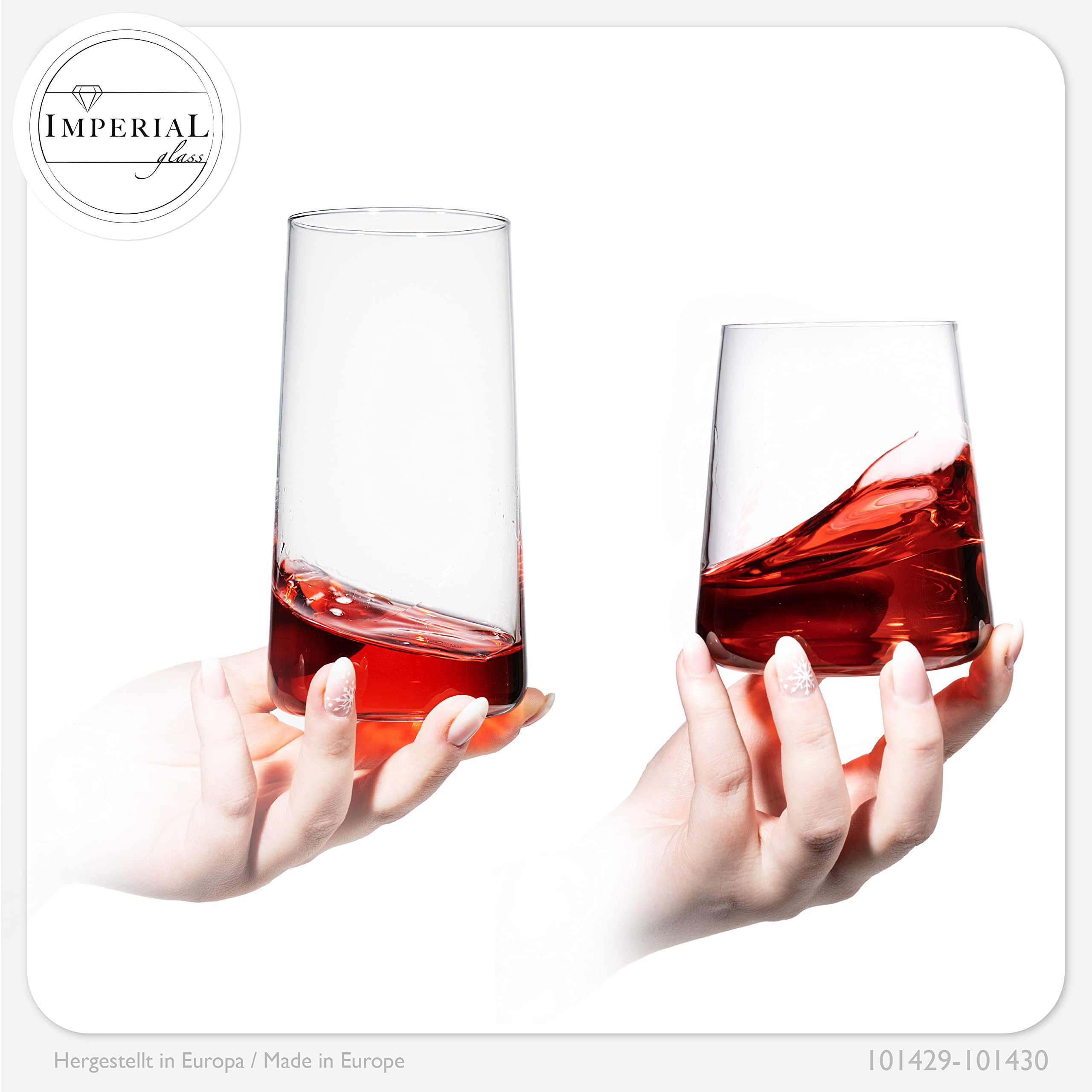 Imperial - Juego de vasos de cristal (450 ml y 550 ml, 12 piezas)