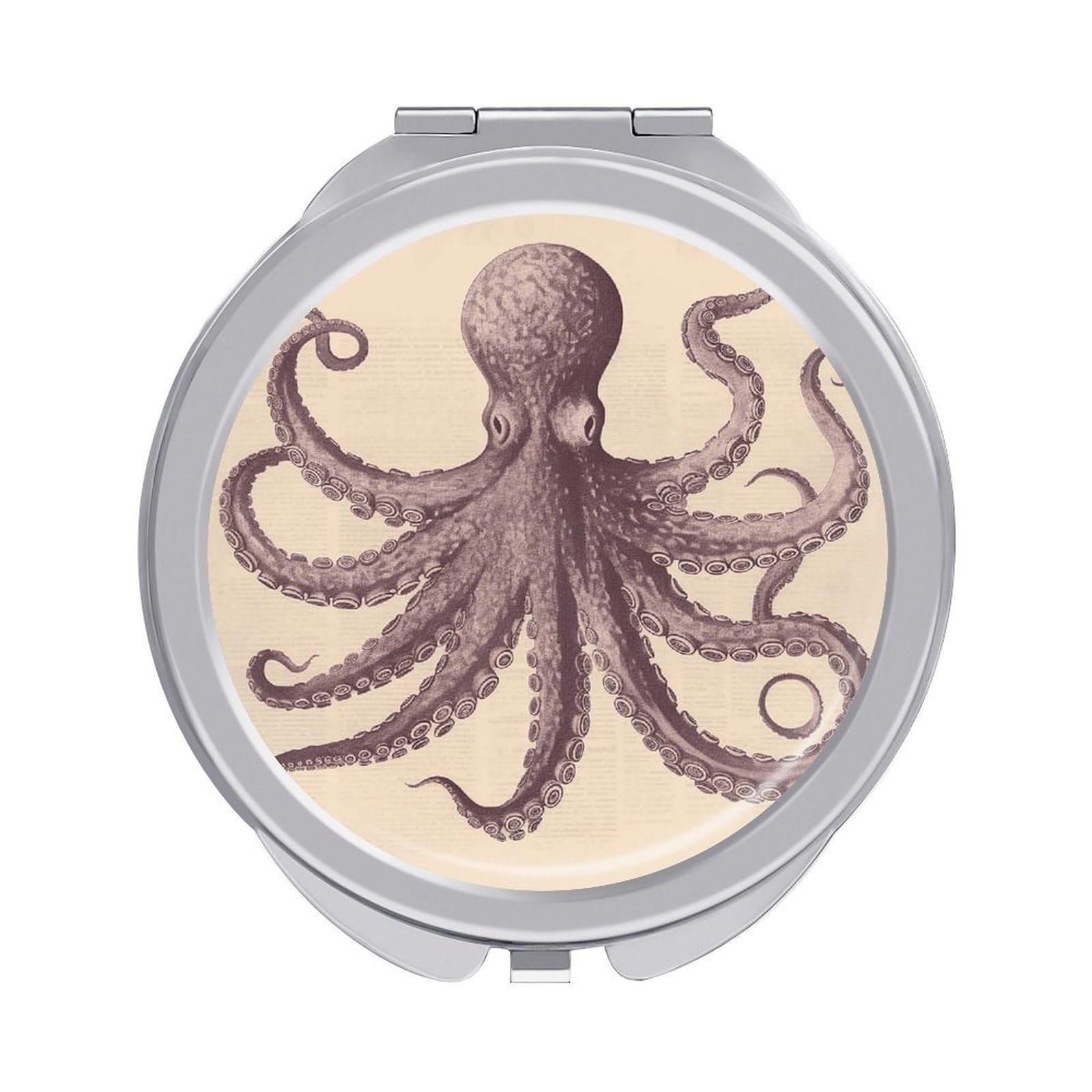 VstaDank Vintage Octopus Compact Mirror for Purses Round Fashion Travel Makeup Mirror 2X /1x Magnifying Double Sides Mini Mirrors Portable Pocket Mirrors for Handbag Purse Women Gift