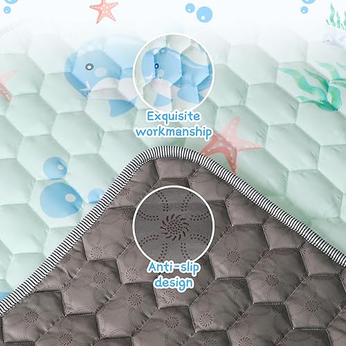 Miniatura 3 de Tapete de juego para bebé de 79 x 71 pulgadas, tapete de juego acolchado para bebé más grueso y suave para corralito  Alfombra de juego extra grande