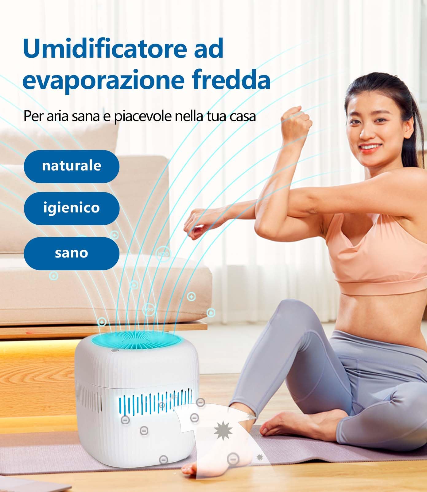 Mini umidificatore da 2,5 litri, umidificatore ad aria umidificata, per ufficio, hotel, camera da letto USB, senza nebbia, piccola batteria per bambini