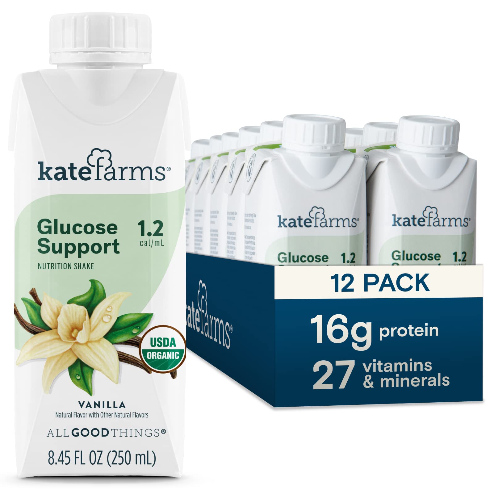 Buy KATE FARMS Vegan Based 1.2 Glucose Support Shake, Vanilla, 16g of