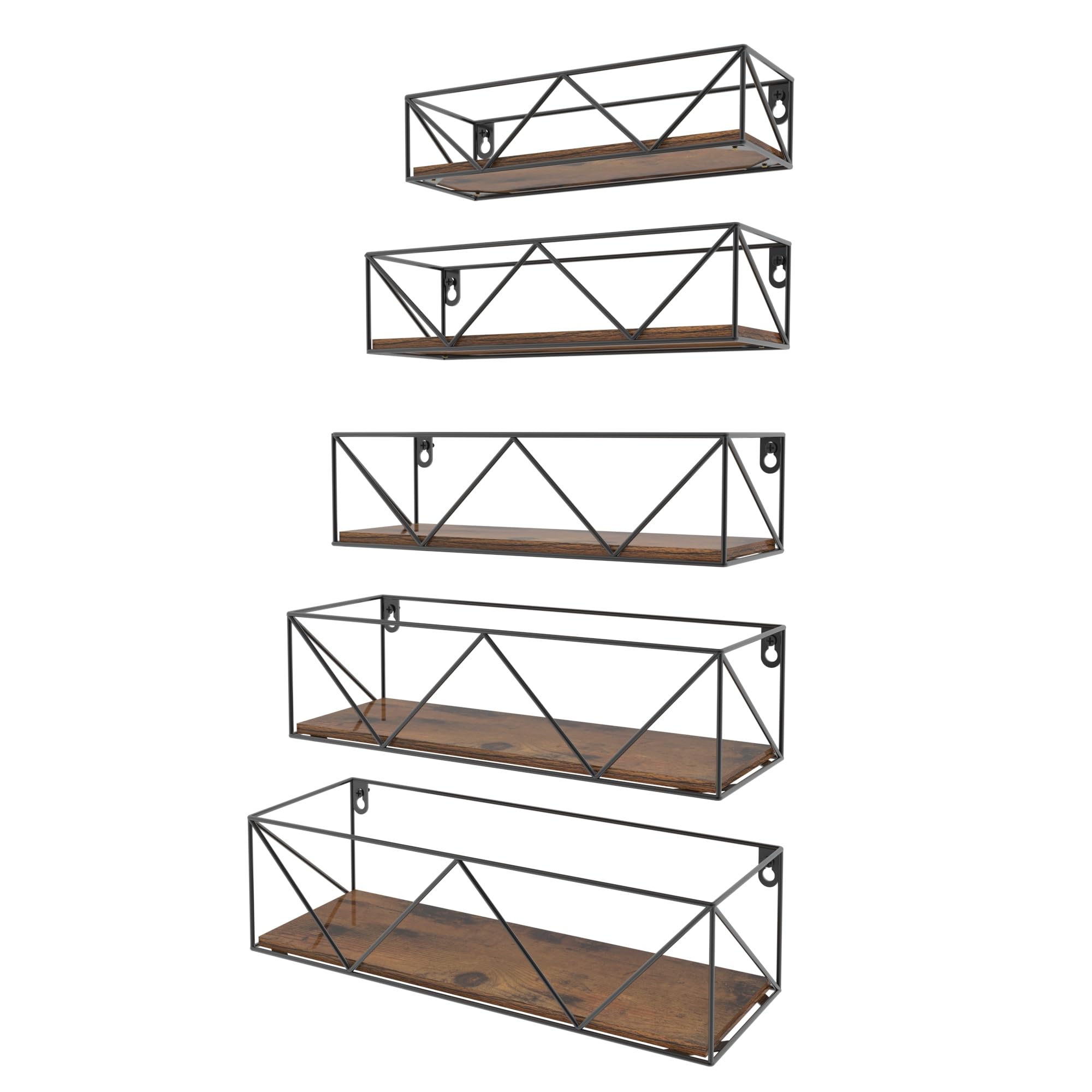 Mensole Da Parete EYMPEU - 3 Pezzi Legno E Metallo, Nero - Foto 4
